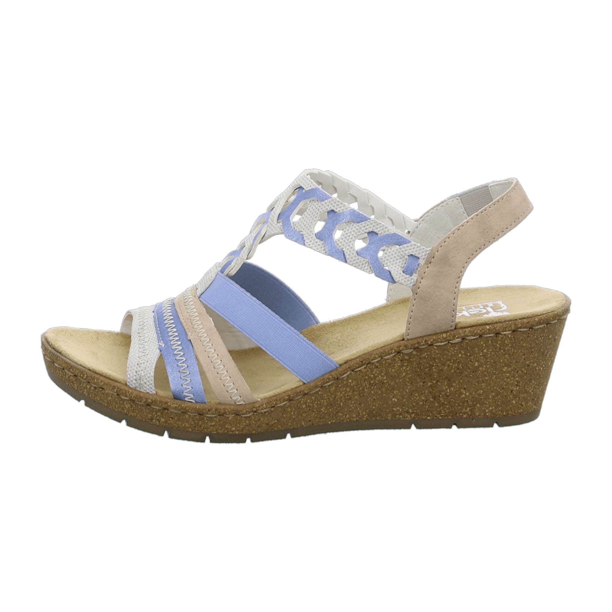 Rieker Women's Blue Wedge Sandals Comfortable Slip-On Summer Shoes