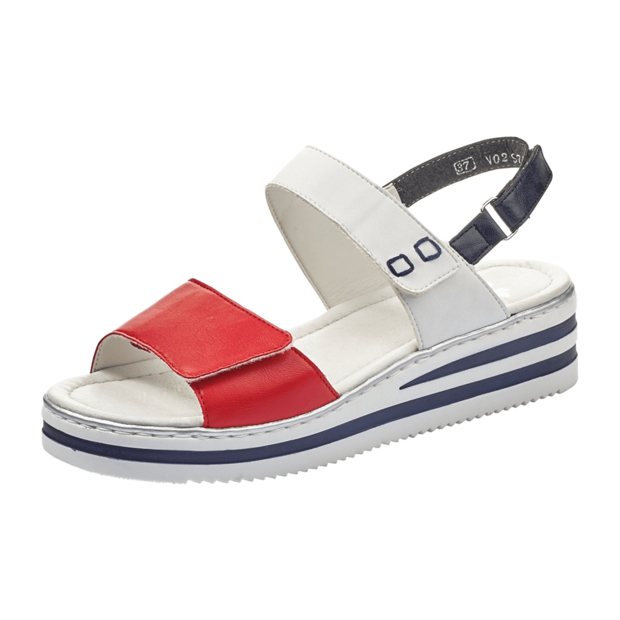Rieker Women's Red White Blue Shoes, Red Synthetic Leather, Spring/Summer
