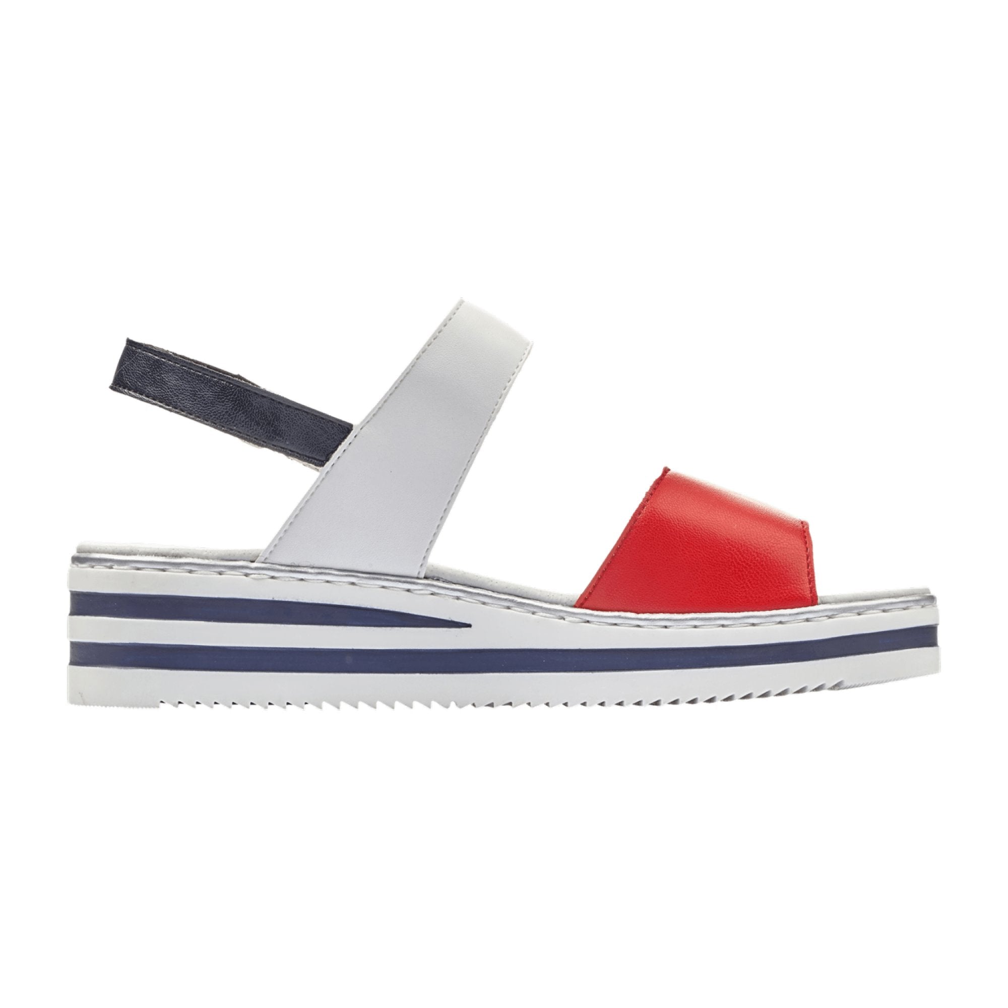 Rieker Women's Red White Blue Shoes, Red Synthetic Leather, Spring/Summer