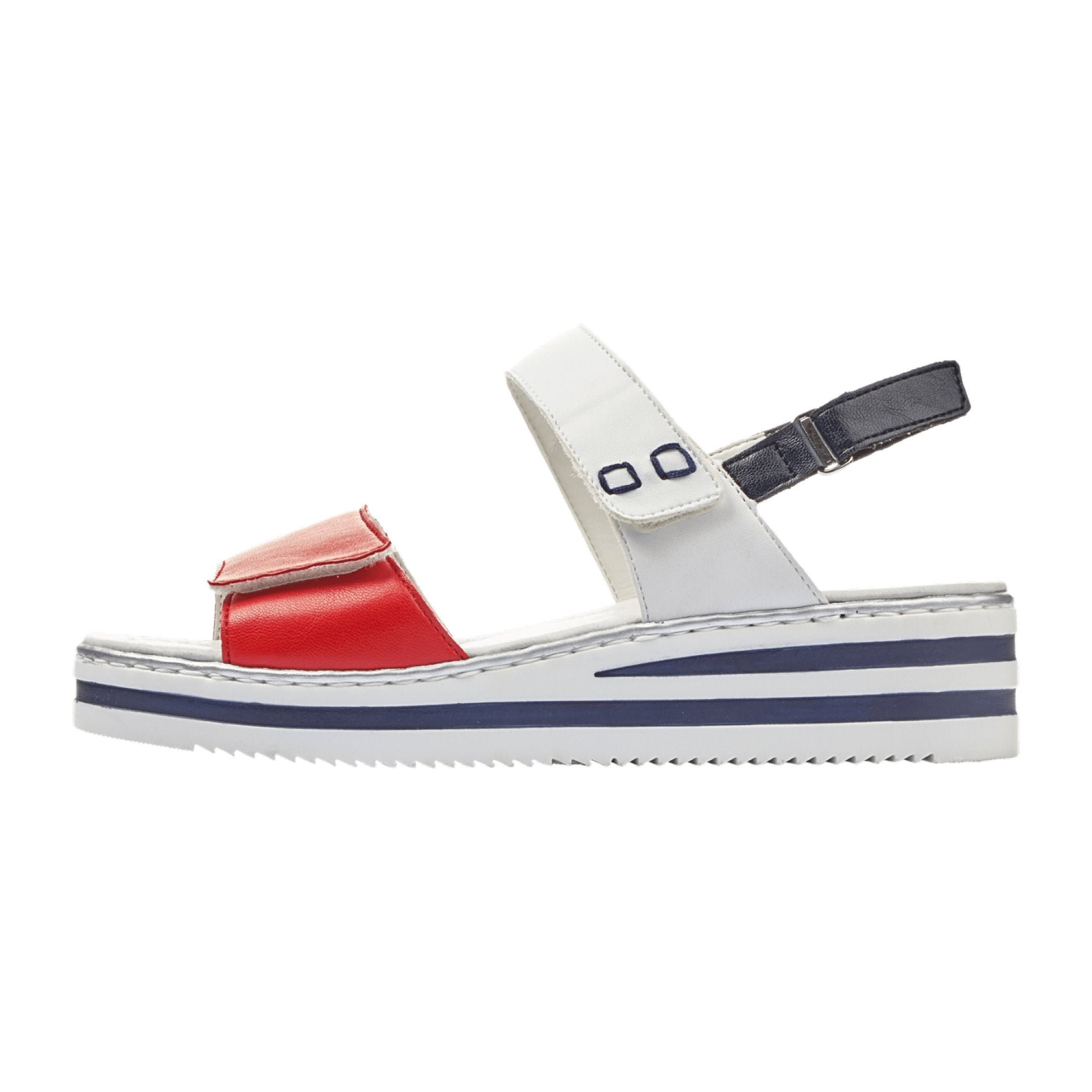 Rieker Women's Red White Blue Shoes, Red Synthetic Leather, Spring/Summer