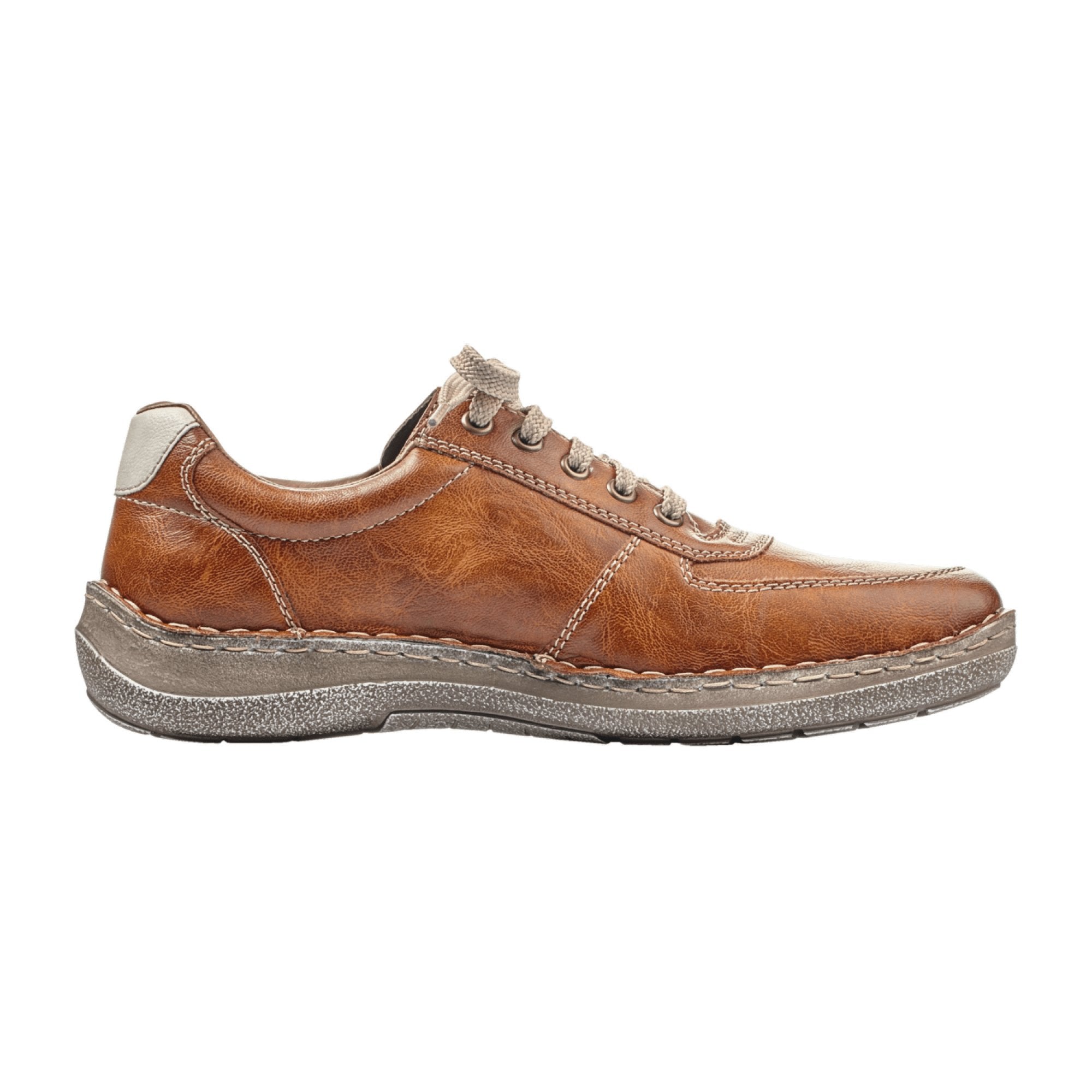 Rieker Brown Lace-Up Shoes with Zipper Comfortable Casual Synthetic Leather