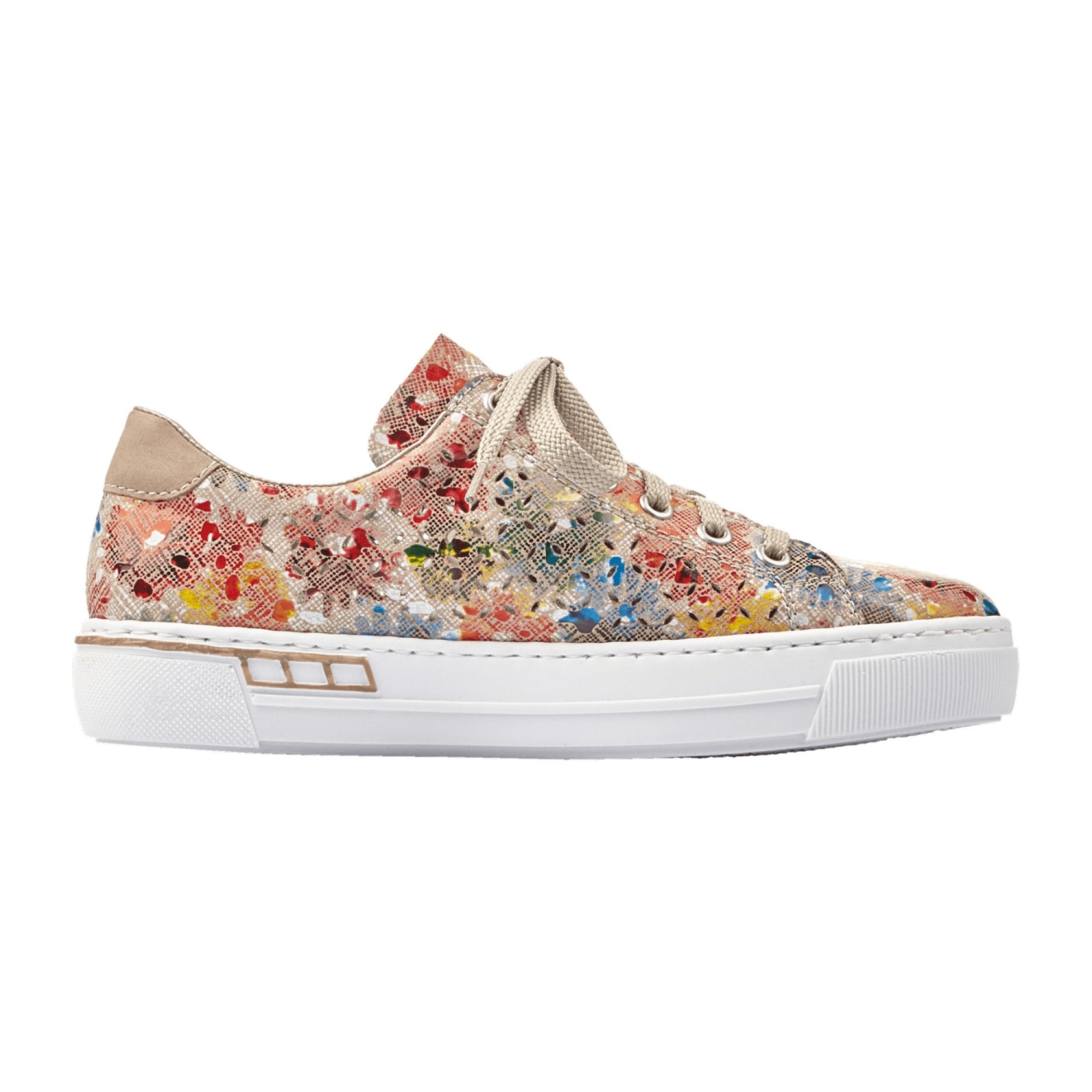 Rieker Women's Colorful Lace-Up Sneakers with Lightweight Shock-Absorbing Sole