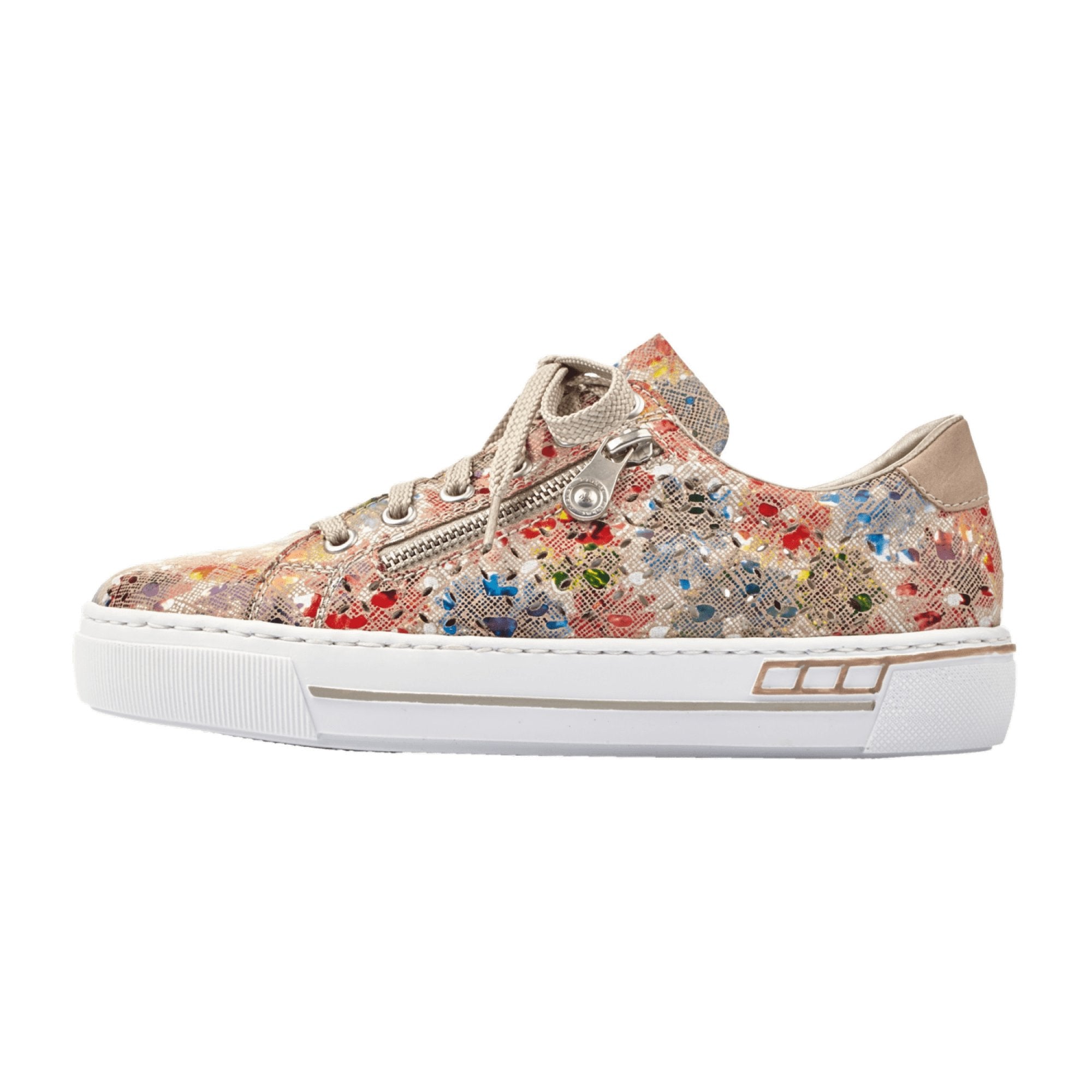 Rieker Women's Colorful Lace-Up Sneakers with Lightweight Shock-Absorbing Sole