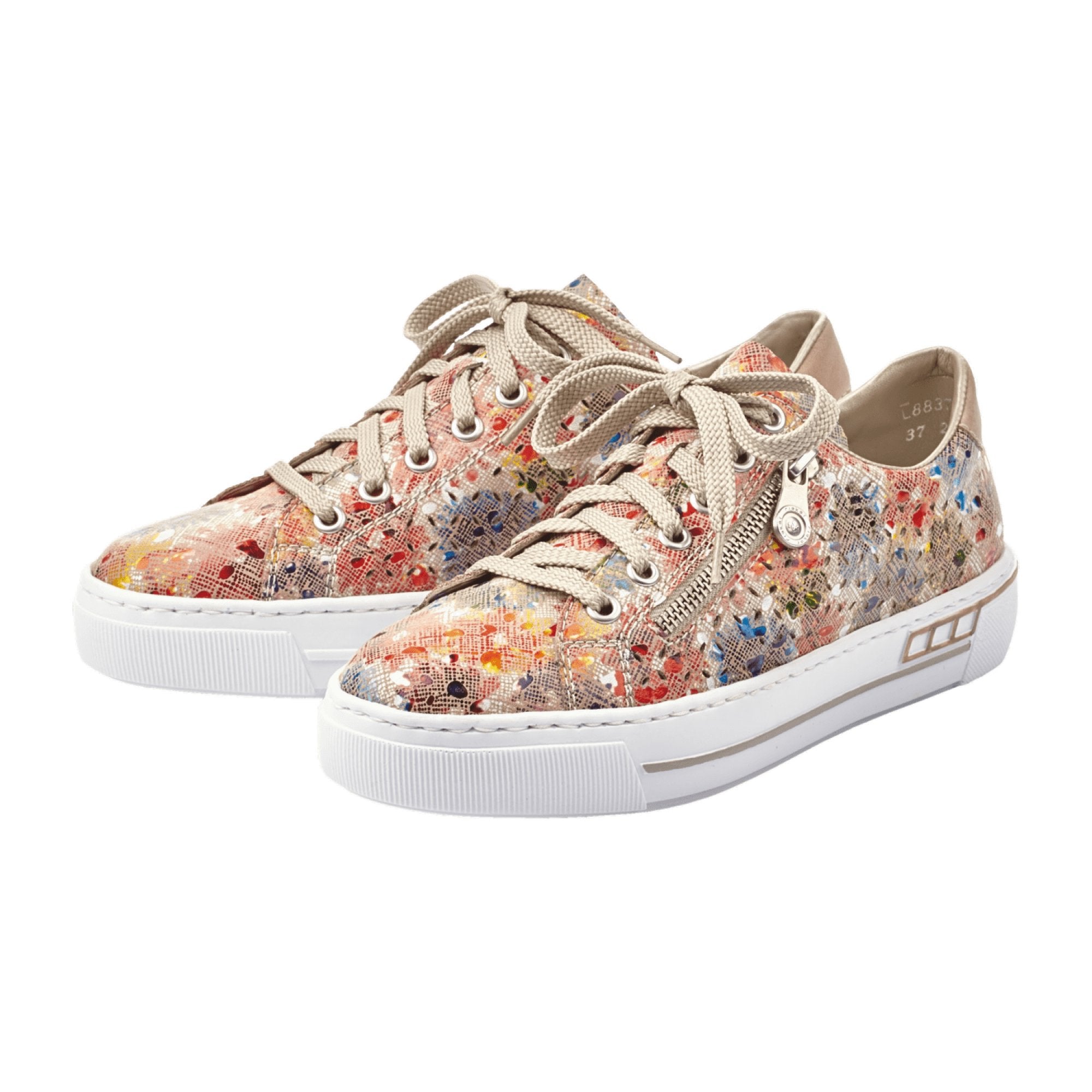 Rieker Women's Colorful Lace-Up Sneakers with Lightweight Shock-Absorbing Sole
