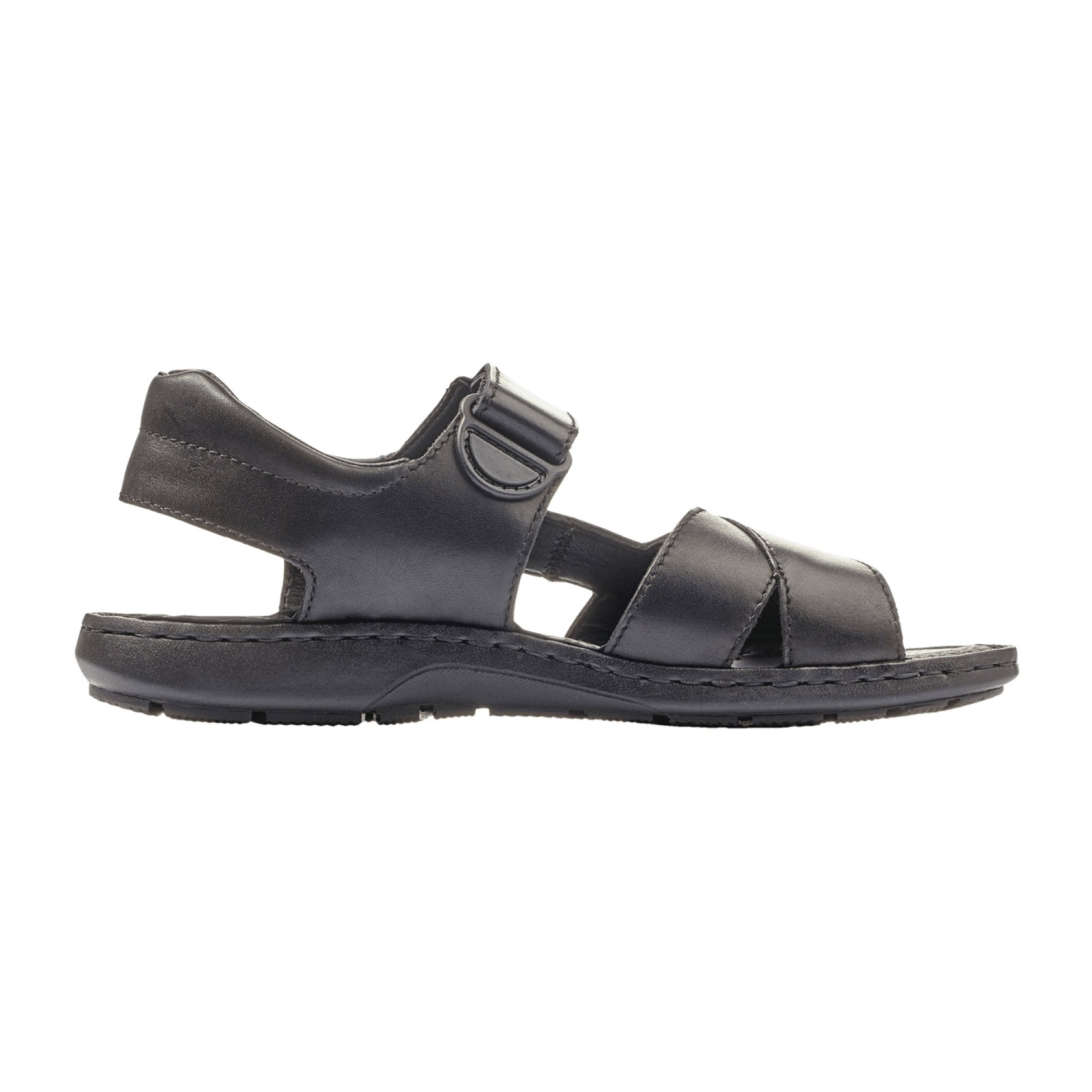 Rieker Men's Black Leather Sandals with Velcro Closure and Wedge Heel - Bartel-Shop