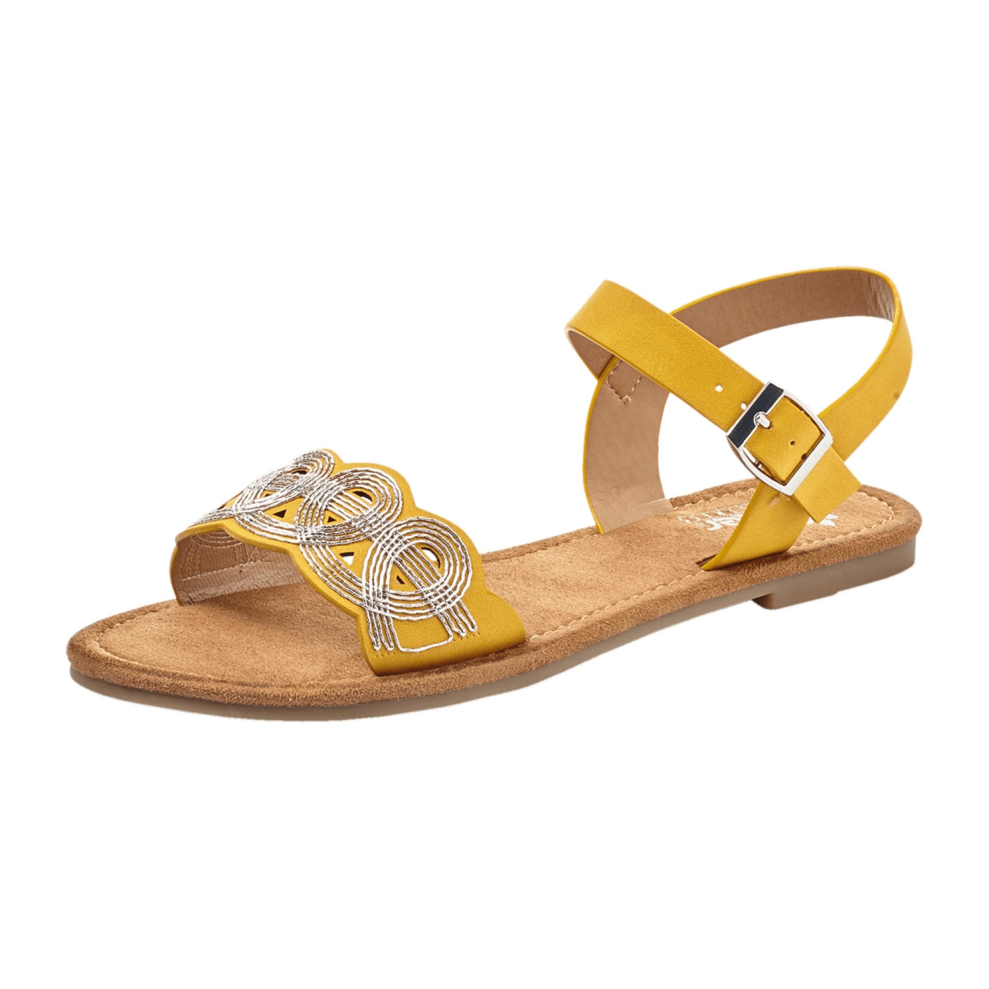 Rieker Women's Yellow Sandals with Strap Closure and Flexible Sole