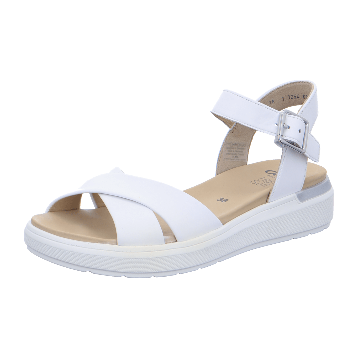 ARA IBIZA Women's Ankle Strap Sandals in White Smooth Leather with Buckle