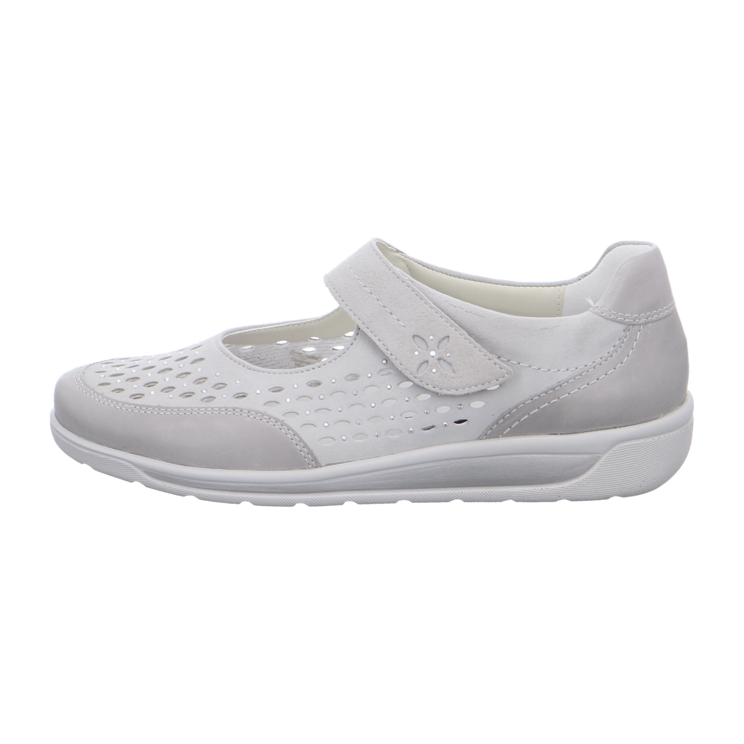 ARA MERAN Women's Nubuck Leather Slip-On Loafers with Hook-and-Loop Closure in Grey