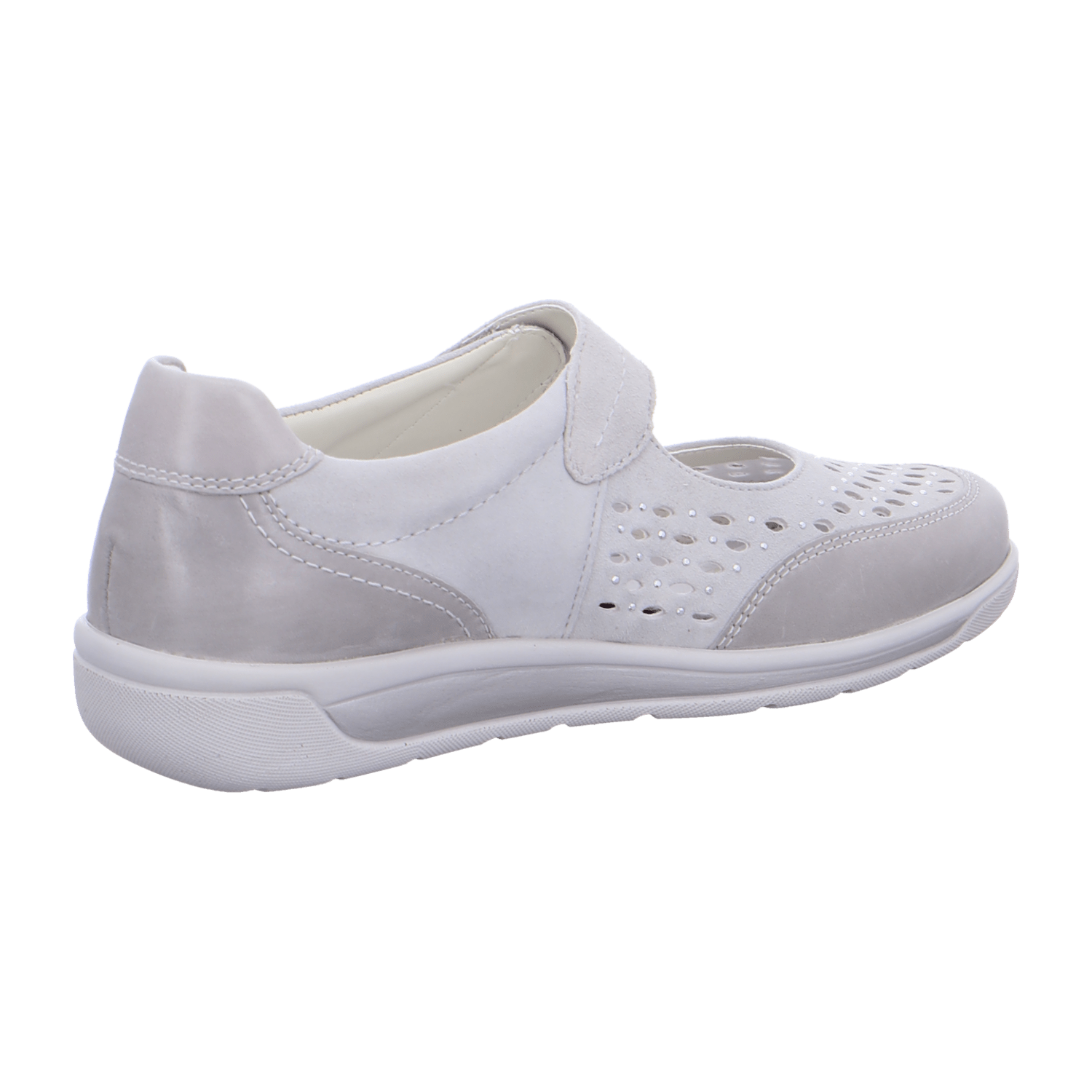 ARA MERAN Women's Nubuck Leather Slip-On Loafers with Hook-and-Loop Closure in Grey