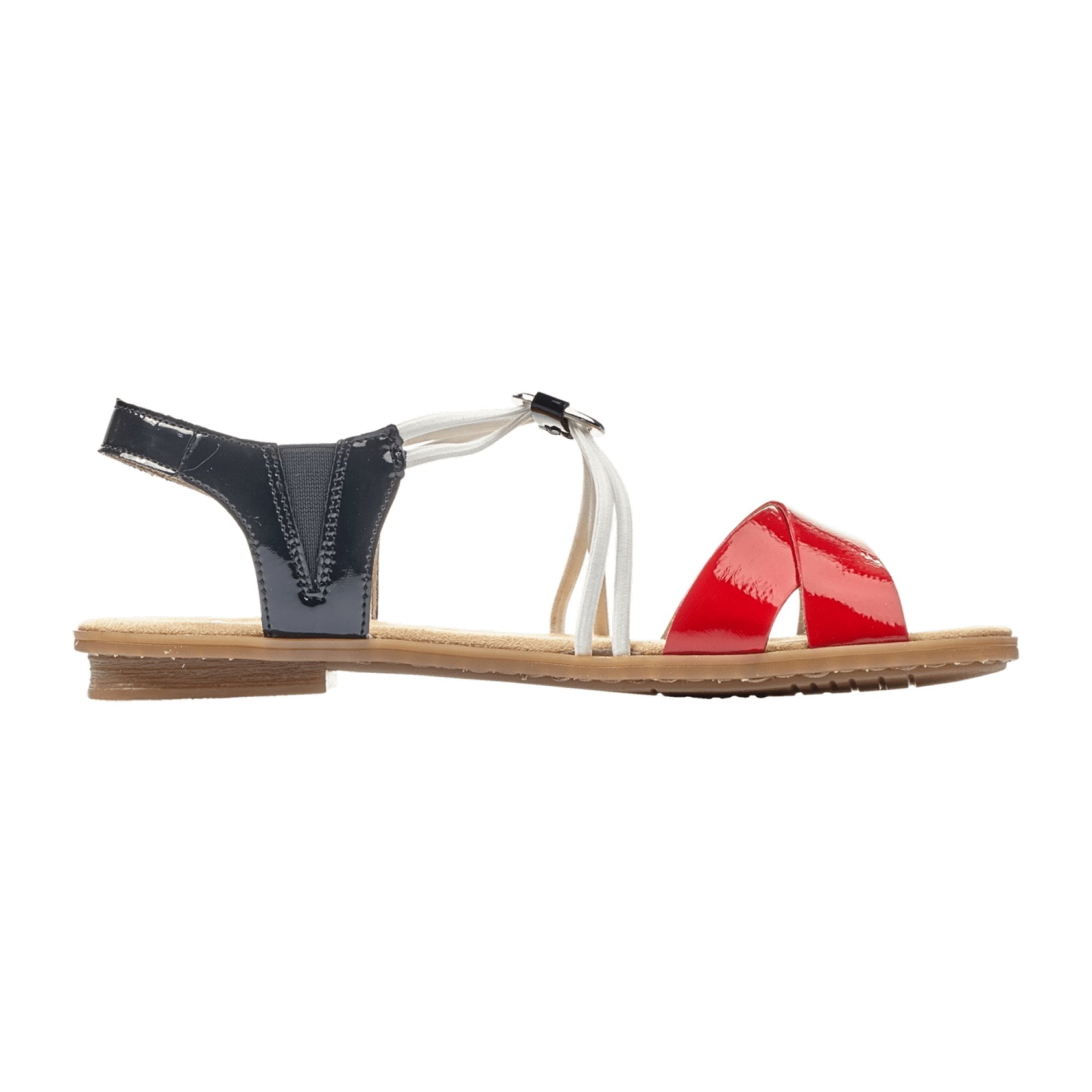 Rieker Comfortable Red Sandals for Women Spring Summer Slip-On Shoes - Bartel-Shop