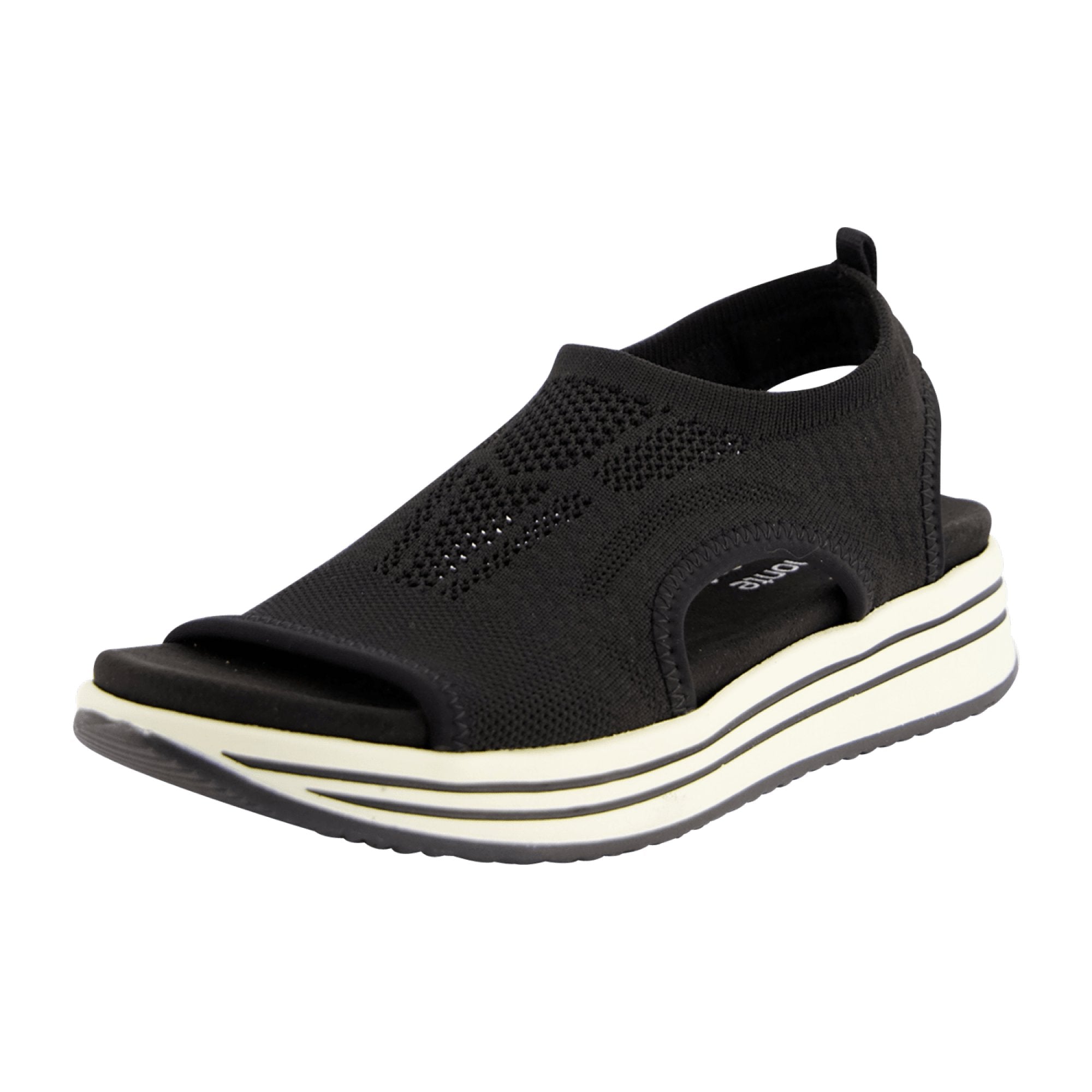 Remonte Women's Black Slip-On Sandals Lightweight Soft Footbed Comfortable