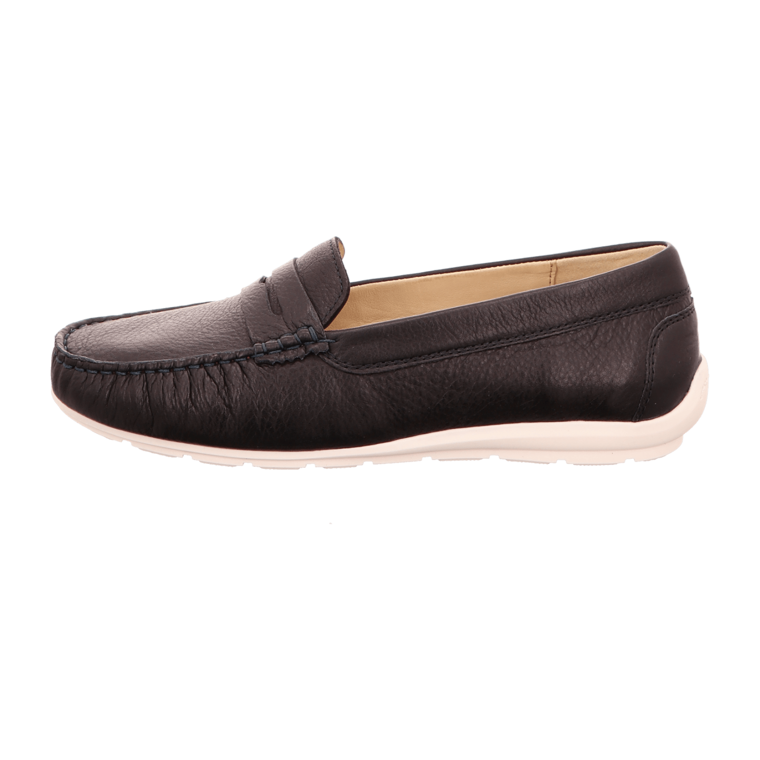 ARA Alabama Women's Smooth Leather Blue Slip-On Moccasin with Leather Lining