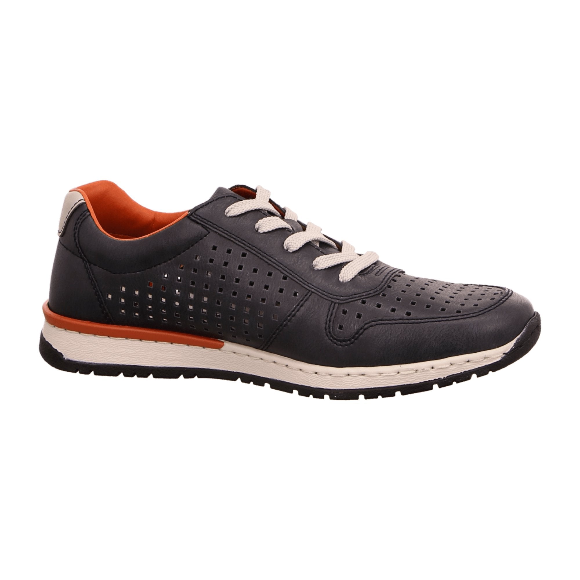 Rieker Men's Blue Lace-Up Shoes B5135-15 Synthetic Leather Casual Sneakers