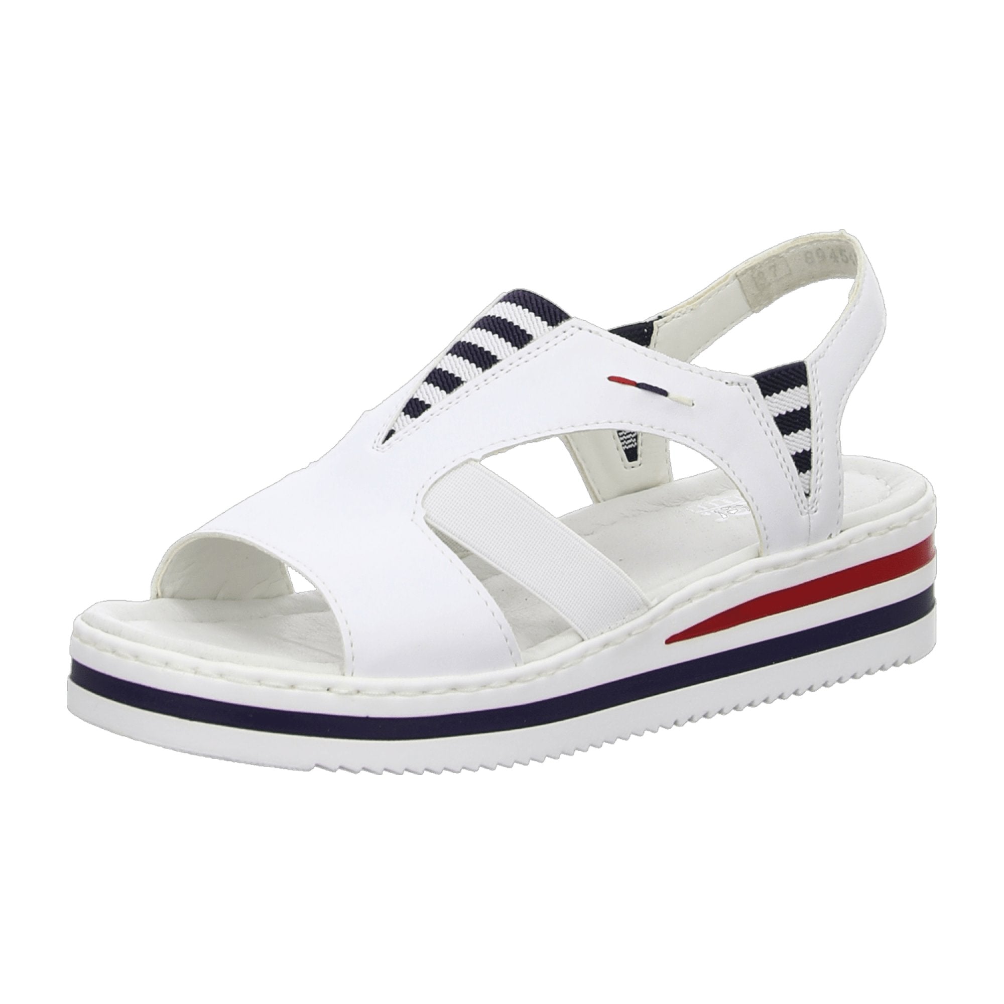 Rieker Comfortable White Sandals for Women with Wedge Heel and Elastic Strap