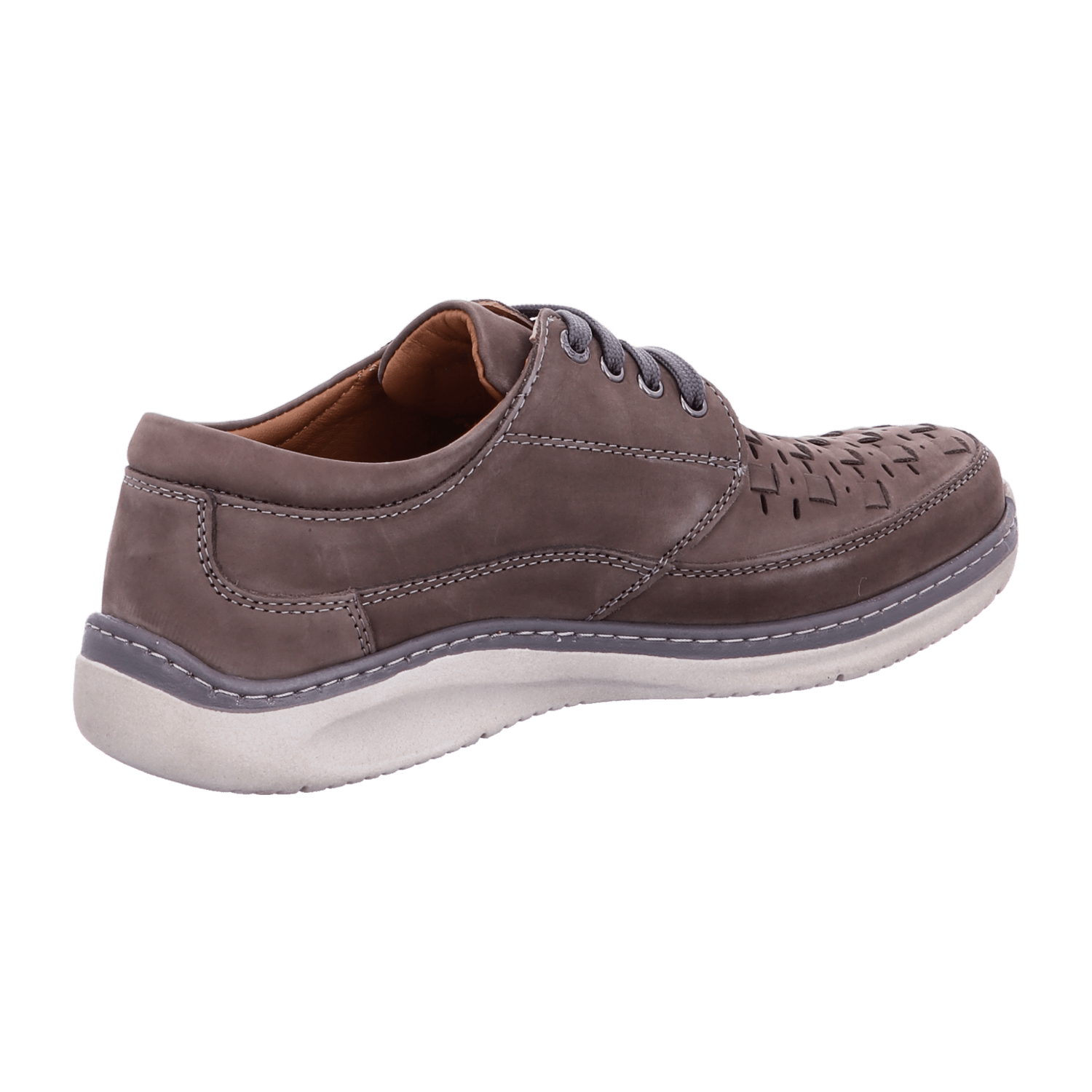 ARA Men's Gray Smooth Leather Brogue Oxford Shoes with Round Toe