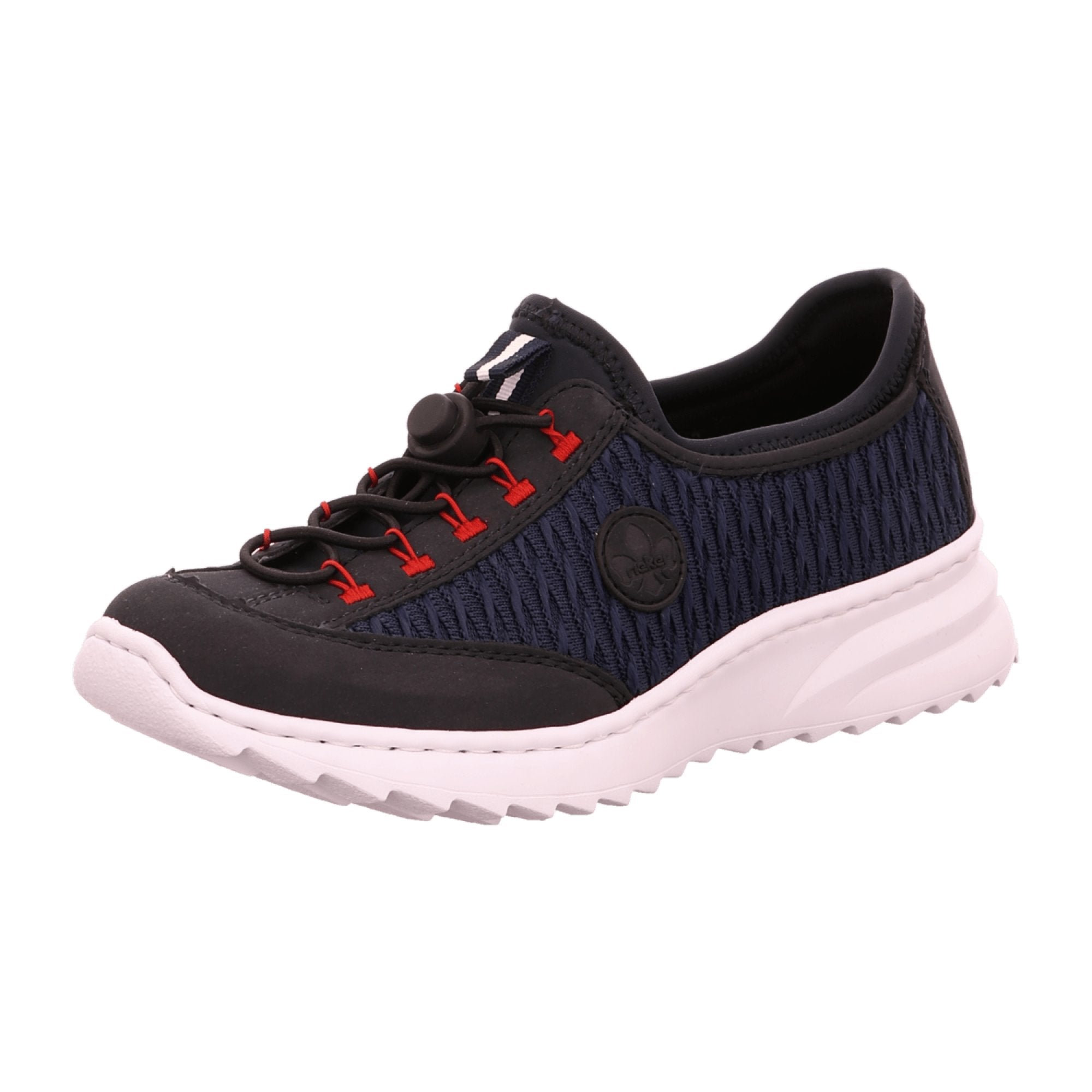 Rieker N607214 Blue Ladies Shoes with Buckle and Platform Sole