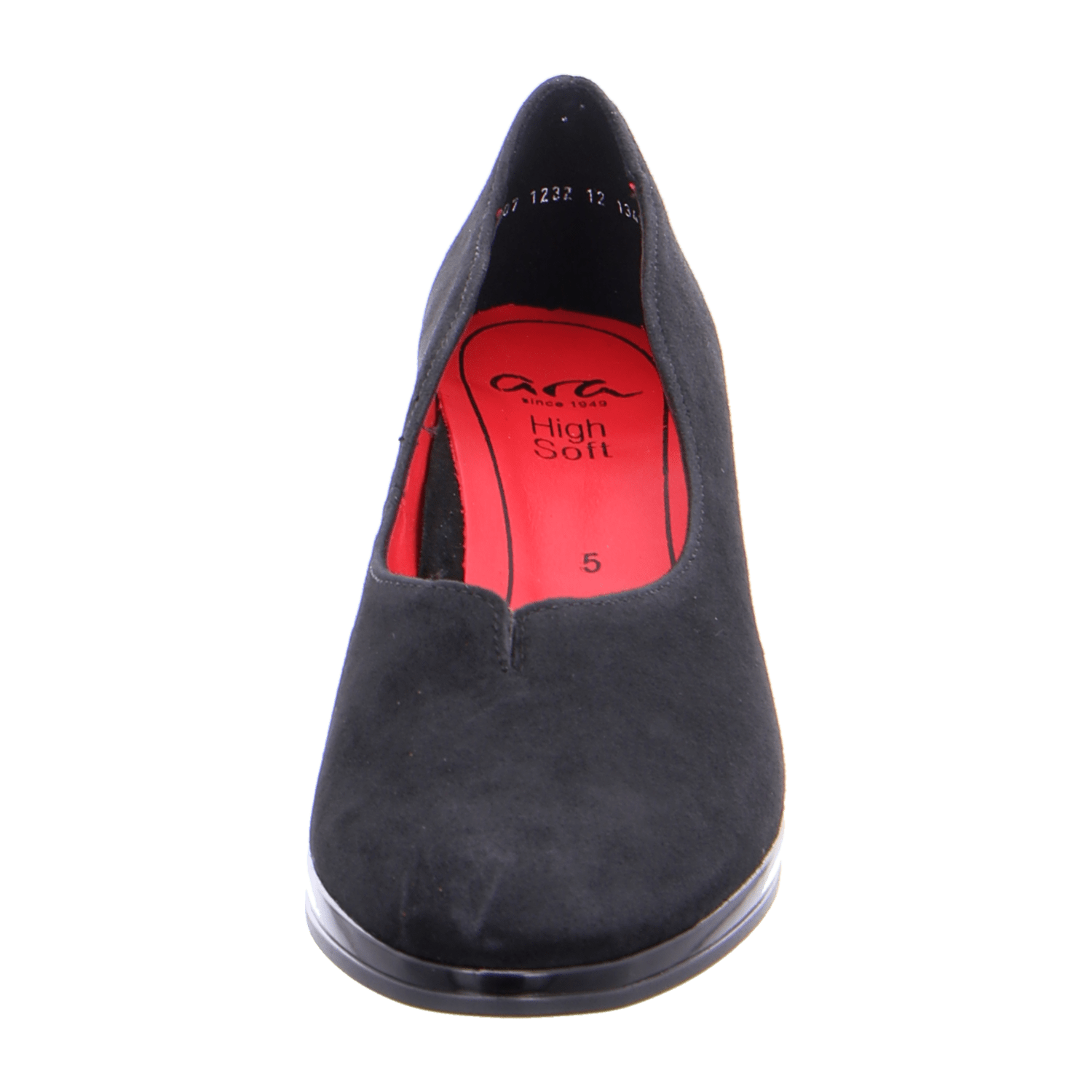 ARA Trotteur Women's Pumps in Nubuck Leather with Square Toe and Leather Lining, Black Slipper