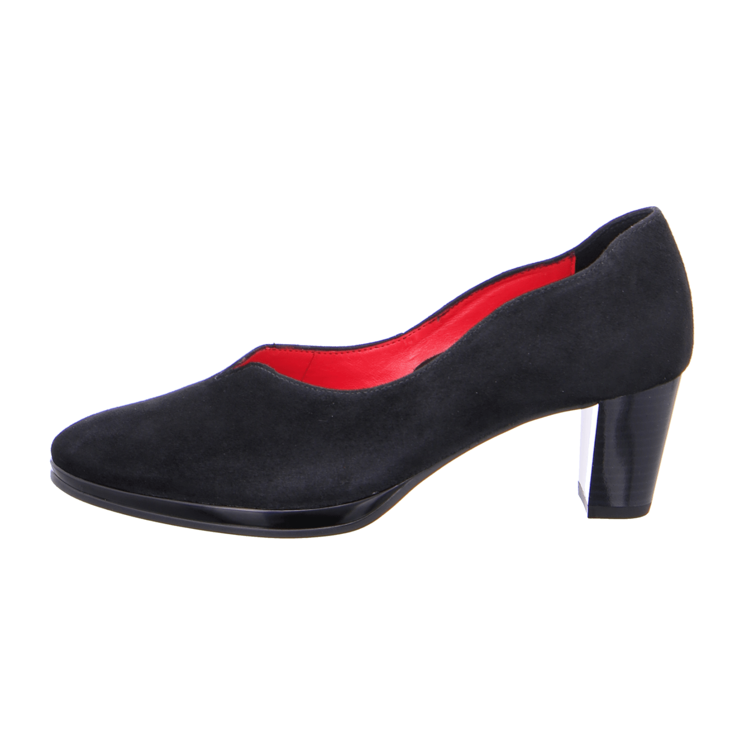 ARA Trotteur Women's Pumps in Nubuck Leather with Square Toe and Leather Lining, Black Slipper