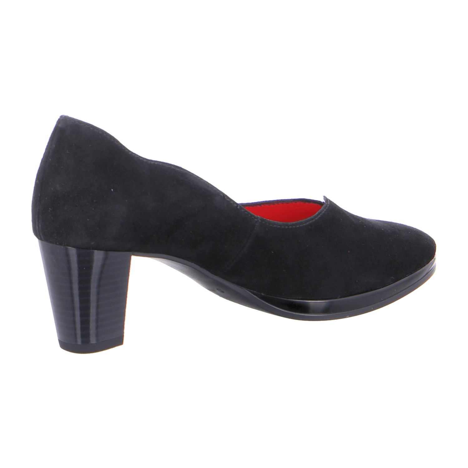 ARA Trotteur Women's Pumps in Nubuck Leather with Square Toe and Leather Lining, Black Slipper