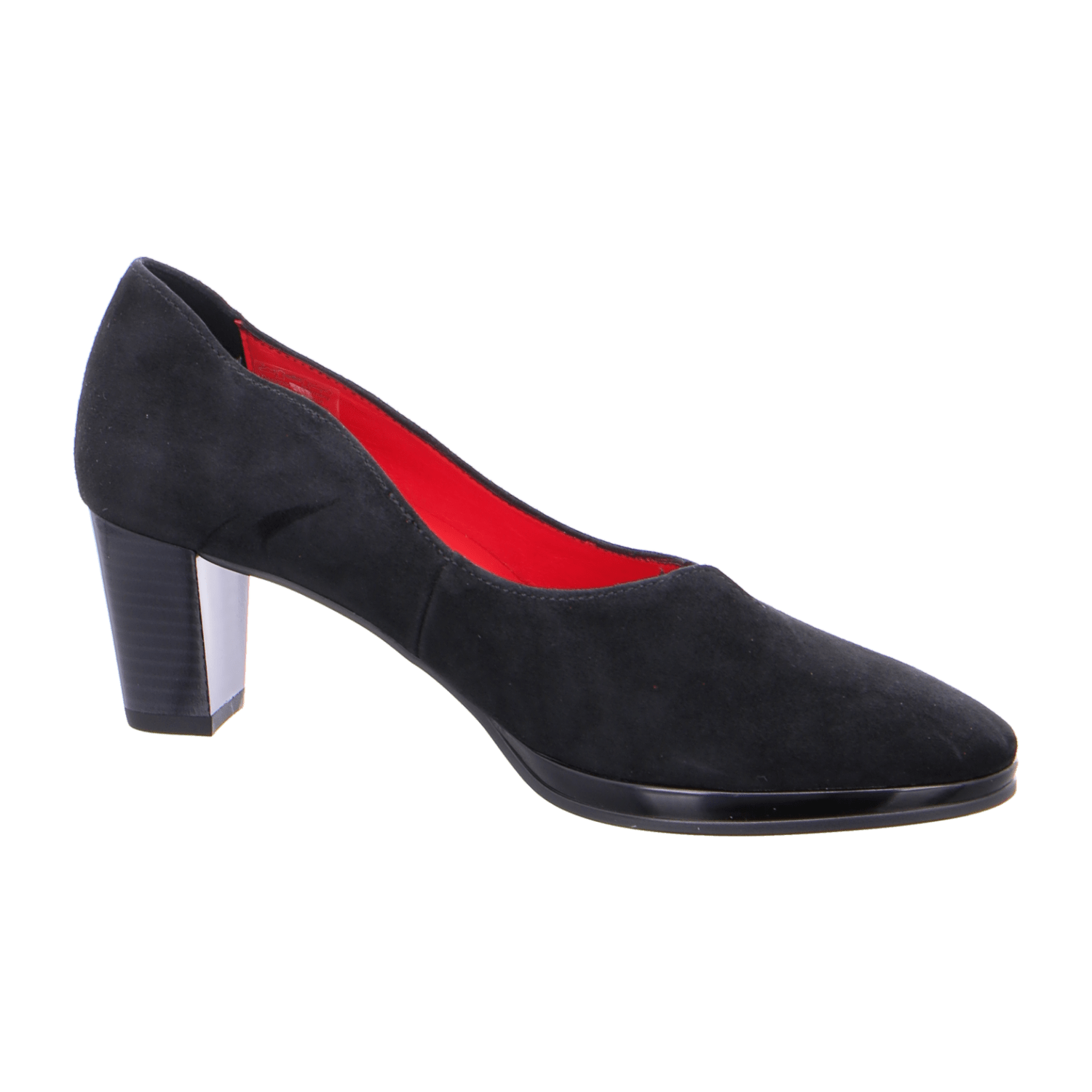 ARA Trotteur Women's Pumps in Nubuck Leather with Square Toe and Leather Lining, Black Slipper