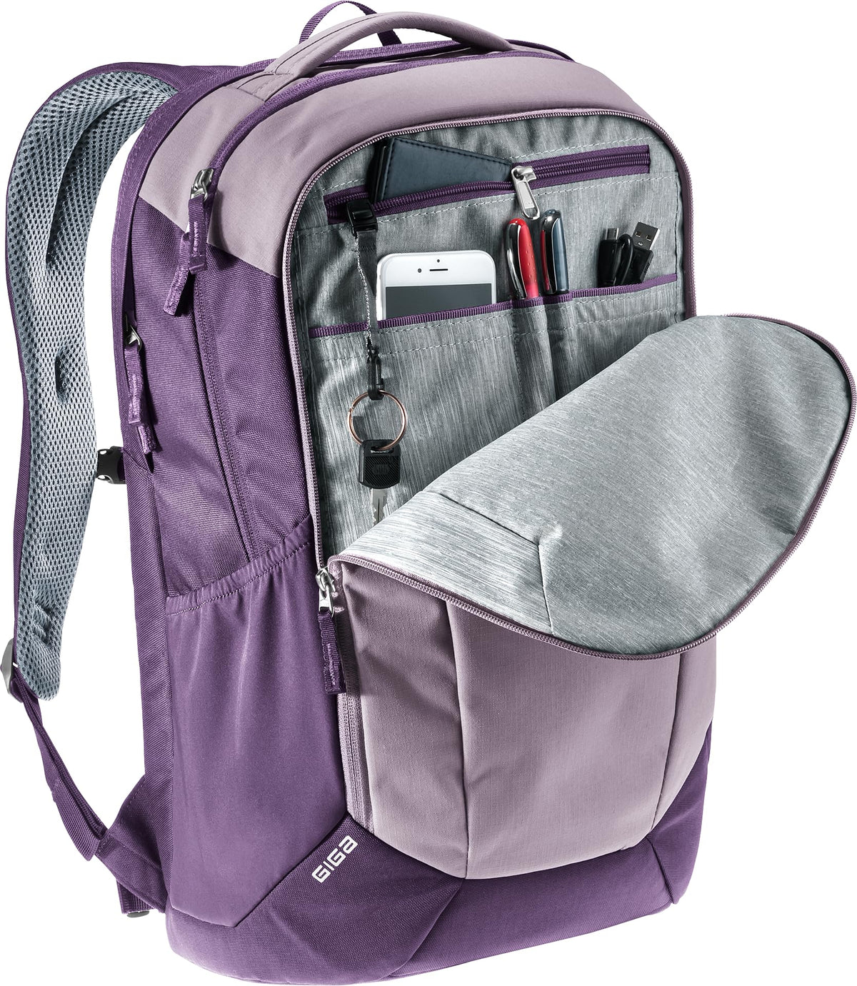deuter Giga Lifestyle Backpack - Violet Daypack with Airstripes Ventilation