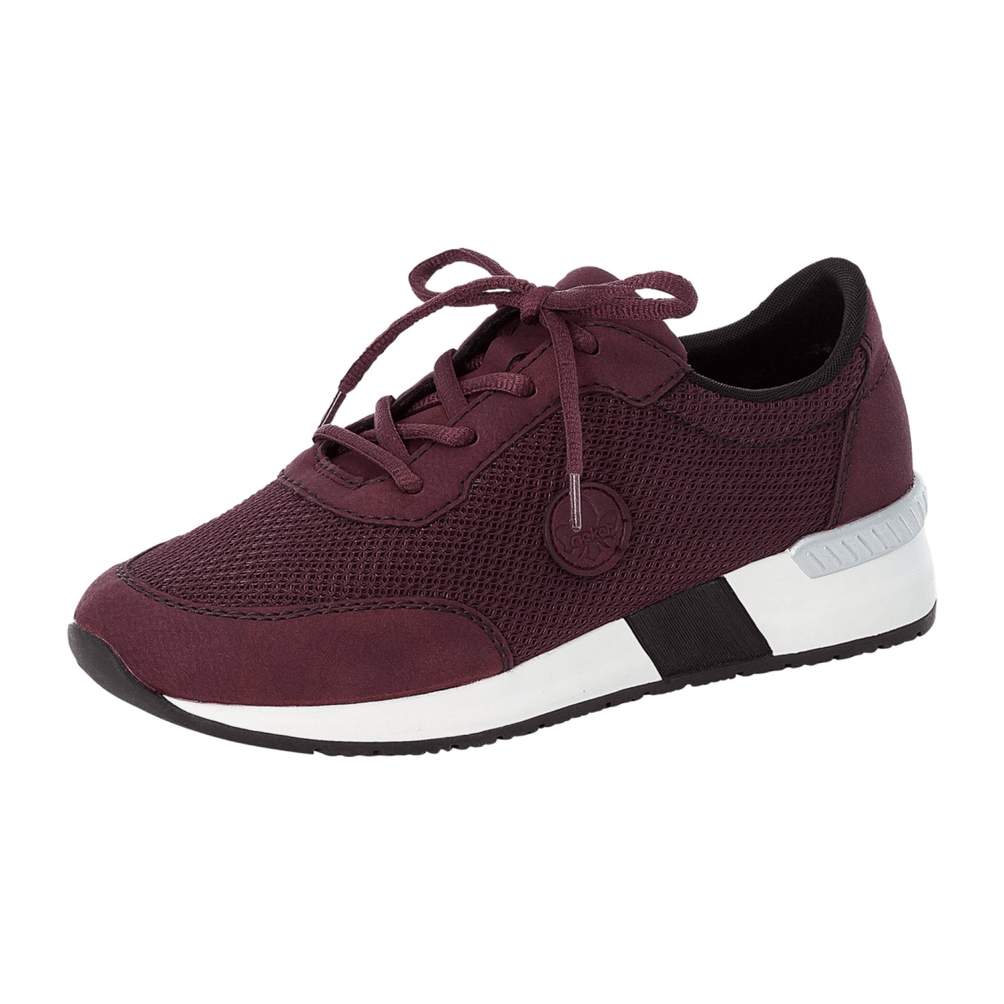 Rieker N763036 Red Women's Sneakers with Flat Heel and Lace-Up Closure