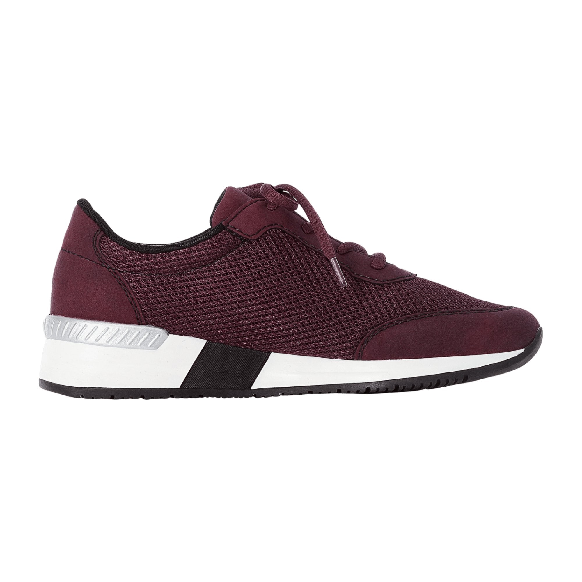 Rieker N763036 Red Women's Sneakers with Flat Heel and Lace-Up Closure