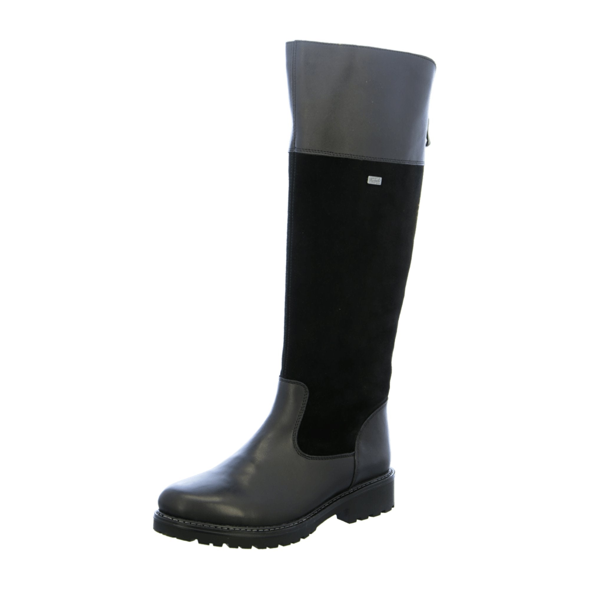 Remonte Black Knee-High Leather Boots for Women with Block Heel and Zipper - Bartel-Shop