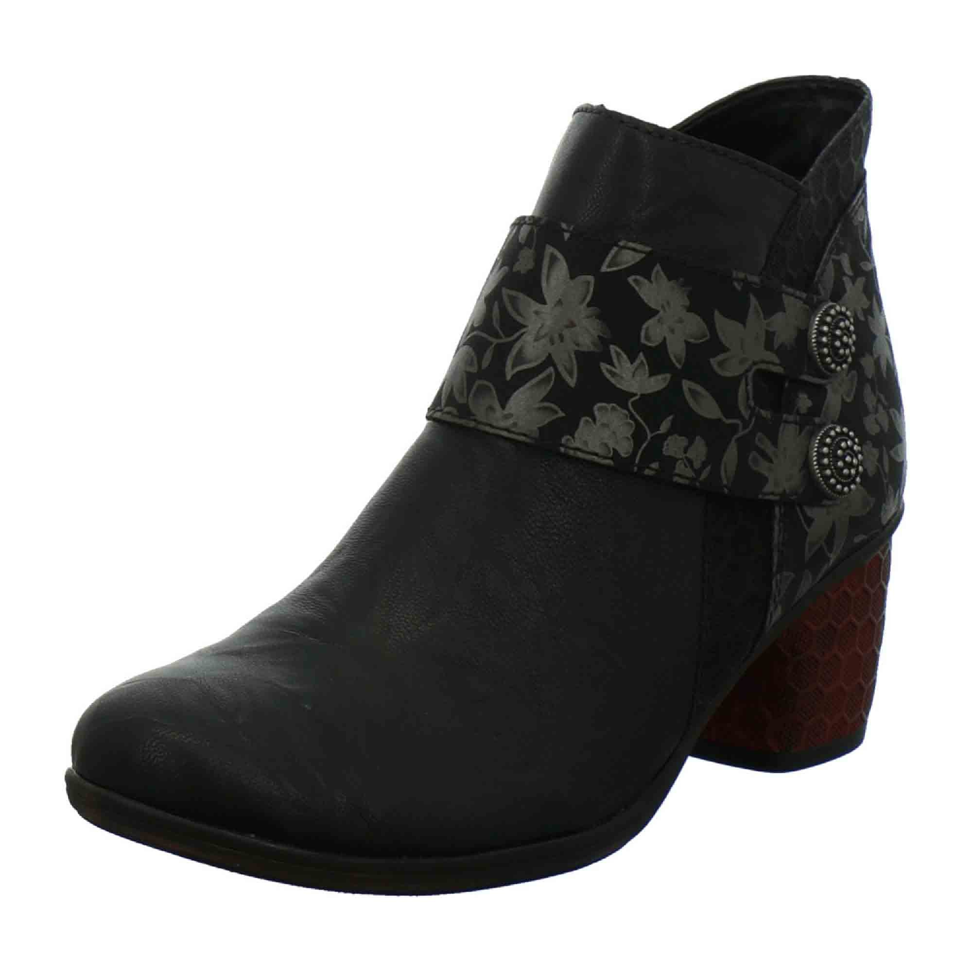 Remonte D5472-01 Women's Black Ankle Boots with Funnel Heel and Zip Closure