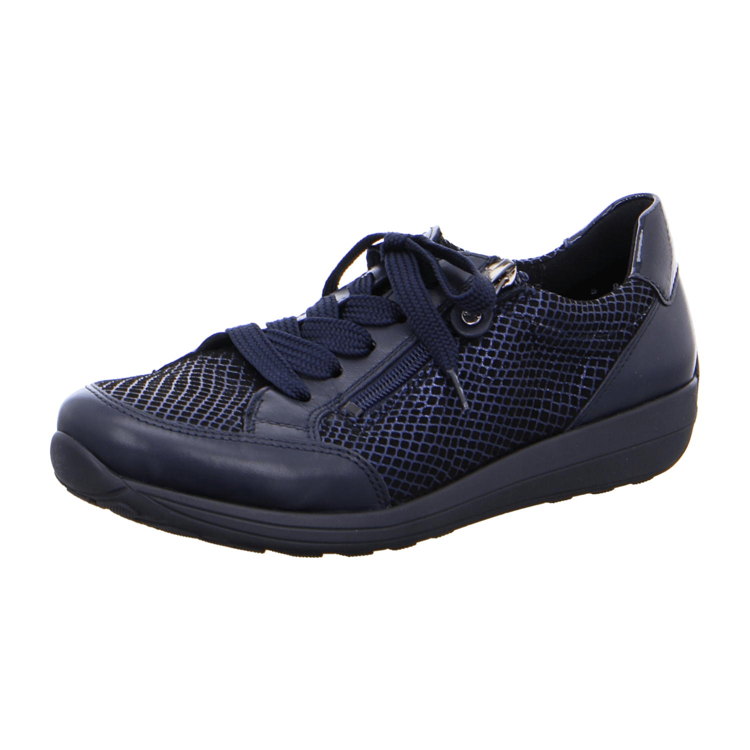 ARA MERANO Women's Sneakers in Blue Smooth Leather with Lace-Up Closure and Warmly Lined Interior