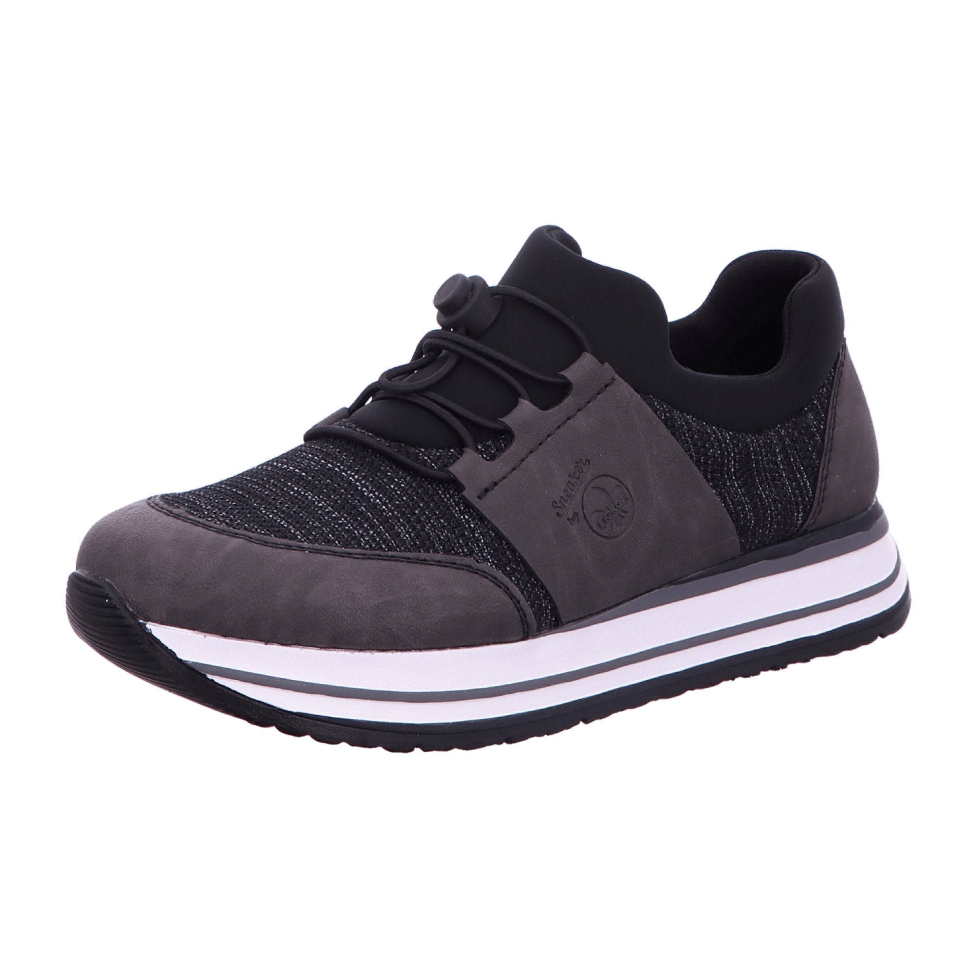 Rieker Comfort Lace-Up Shoes for Women in Gray with Wedge Heel