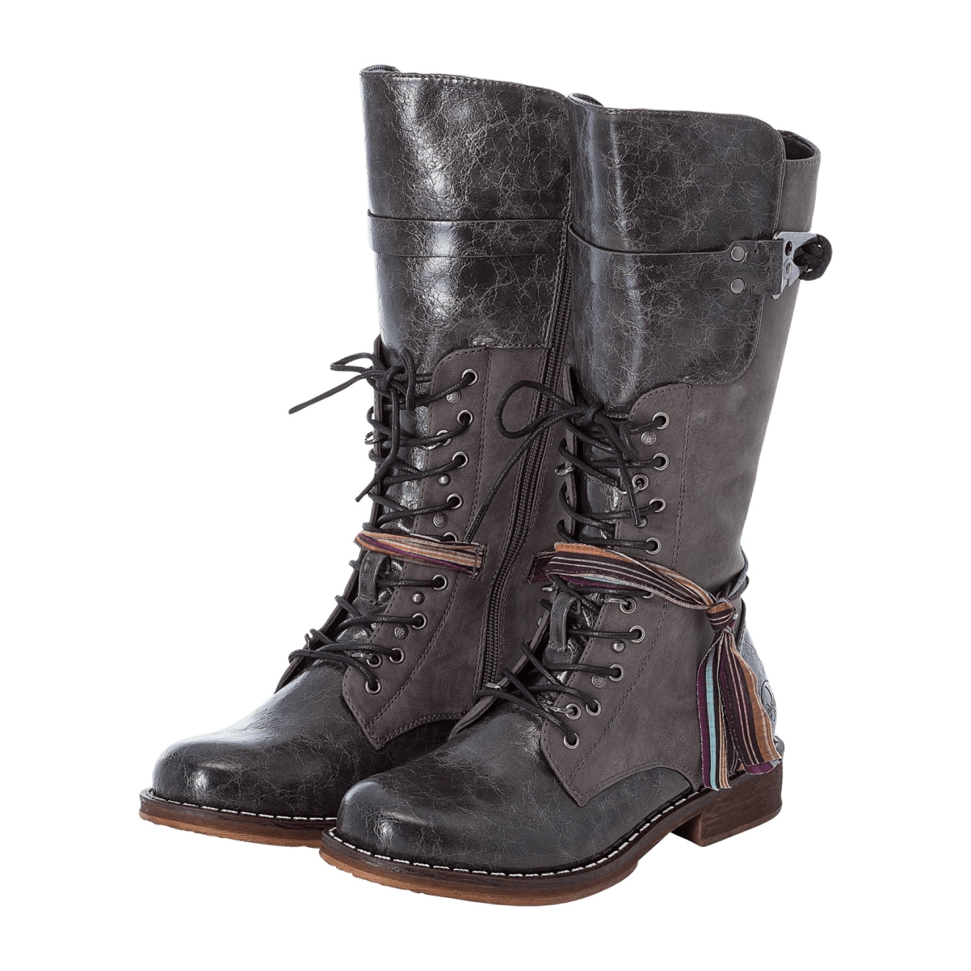 Rieker Women's Gray Long Shaft Boots with Warm Lining and Soft Faux Fur