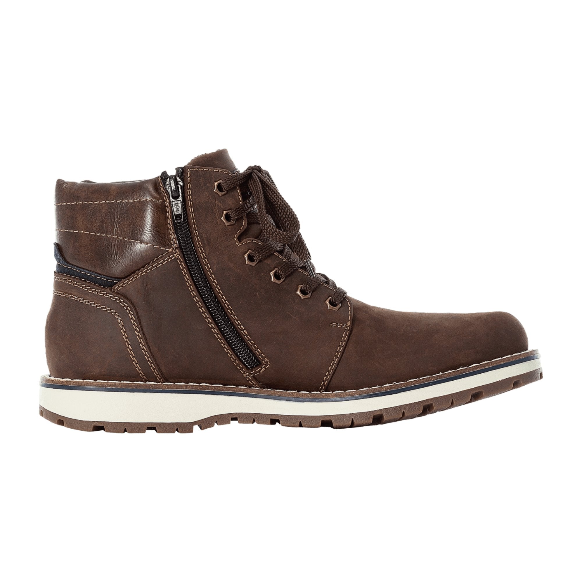 Rieker Men's Brown Lace-Up Boots with Nubuck Leather and Textile Lining