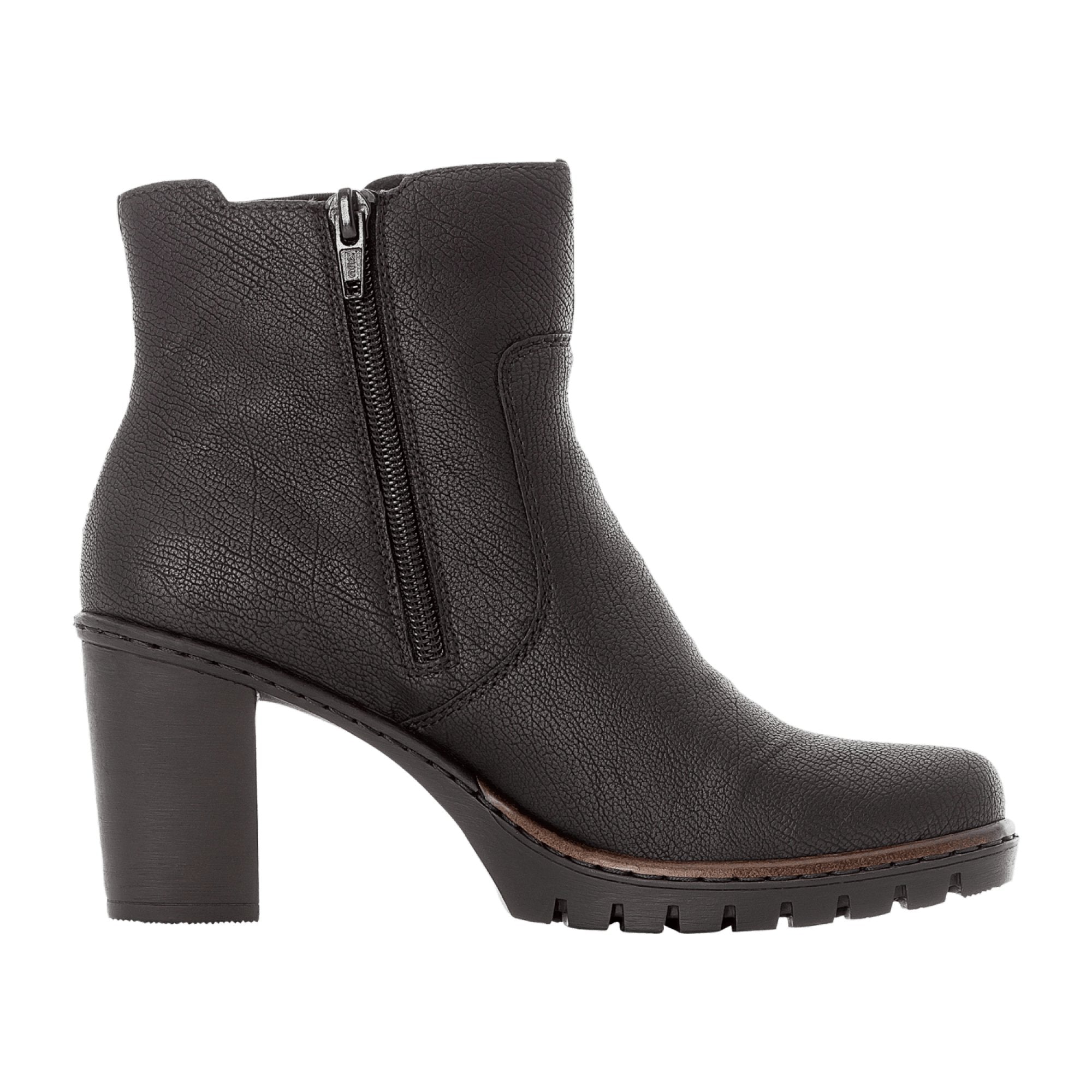 Rieker Black Fashion Ankle Boots for Women with Heel, Fall Winter Synthetic