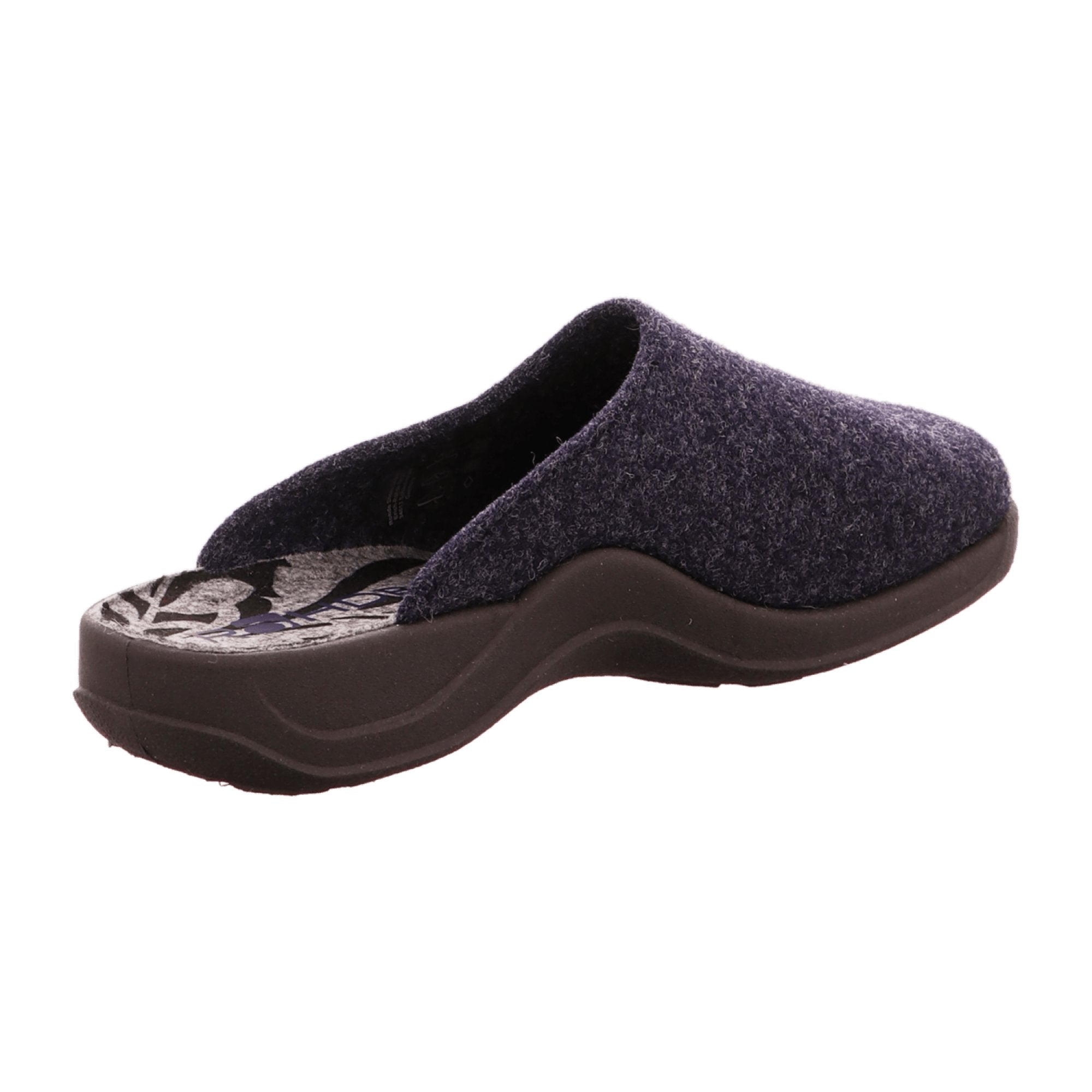 Rohde Women's Blue Slippers, Felt Upper, Textile Lining, Flat Heel - Bartel-Shop