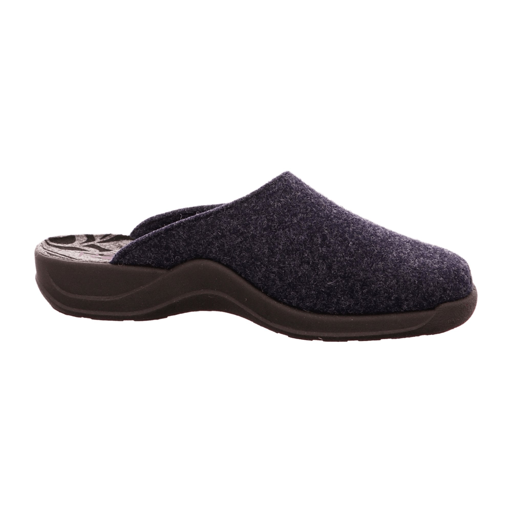 Rohde Women's Blue Slippers, Felt Upper, Textile Lining, Flat Heel - Bartel-Shop
