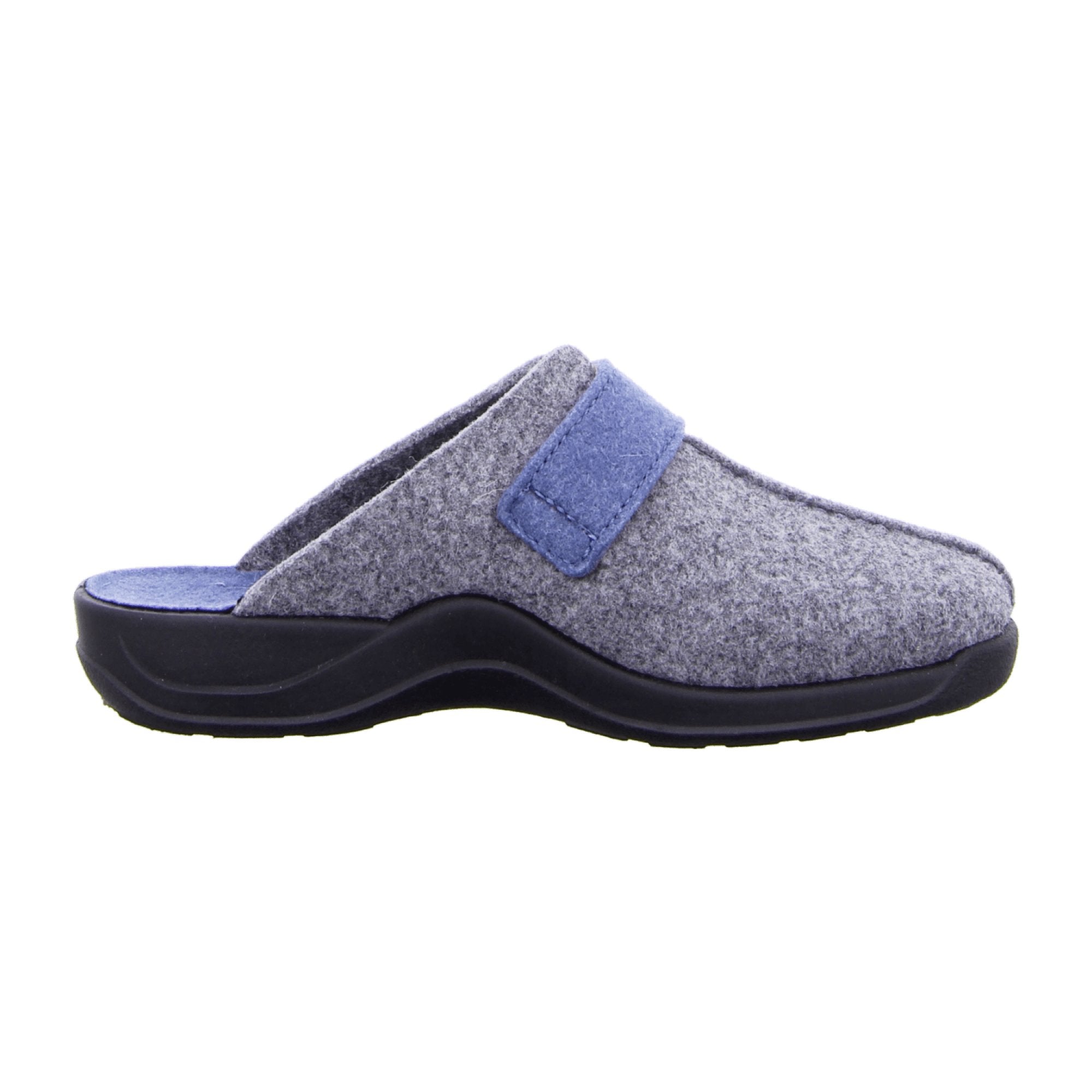 Rohde Vaasa-D Women's Gray Felt Slippers with Velcro Strap and Rubber Sole