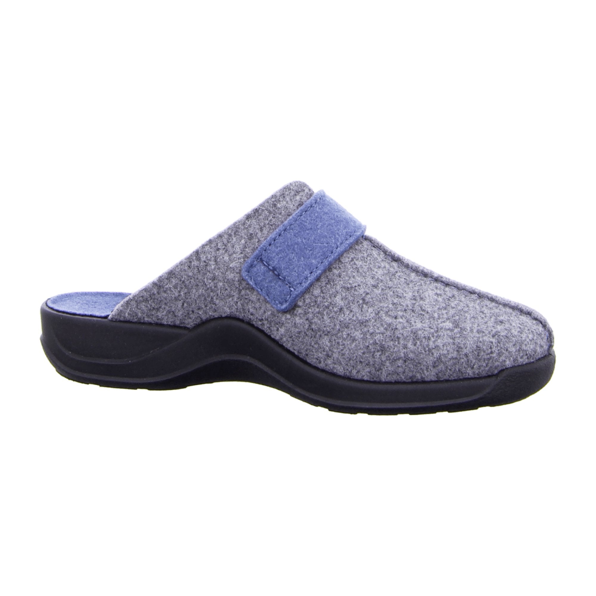 Rohde Vaasa-D Women's Gray Felt Slippers with Velcro Strap and Rubber Sole