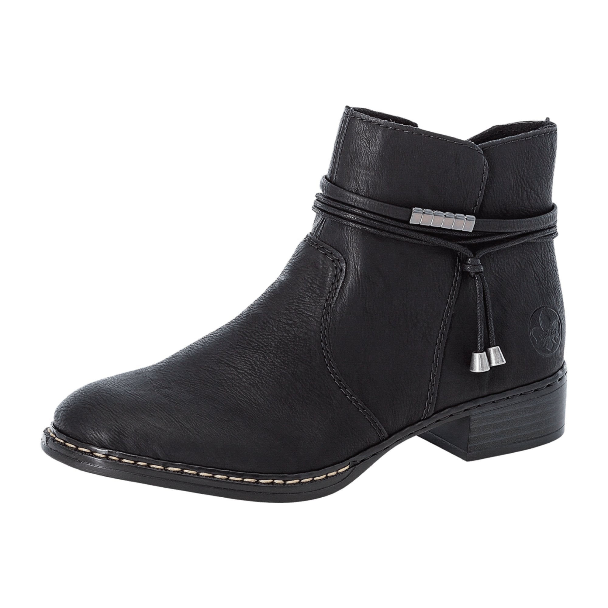 Rieker Women's Black Ankle Boots with Zipper and Warm Lining for Fall/Winter