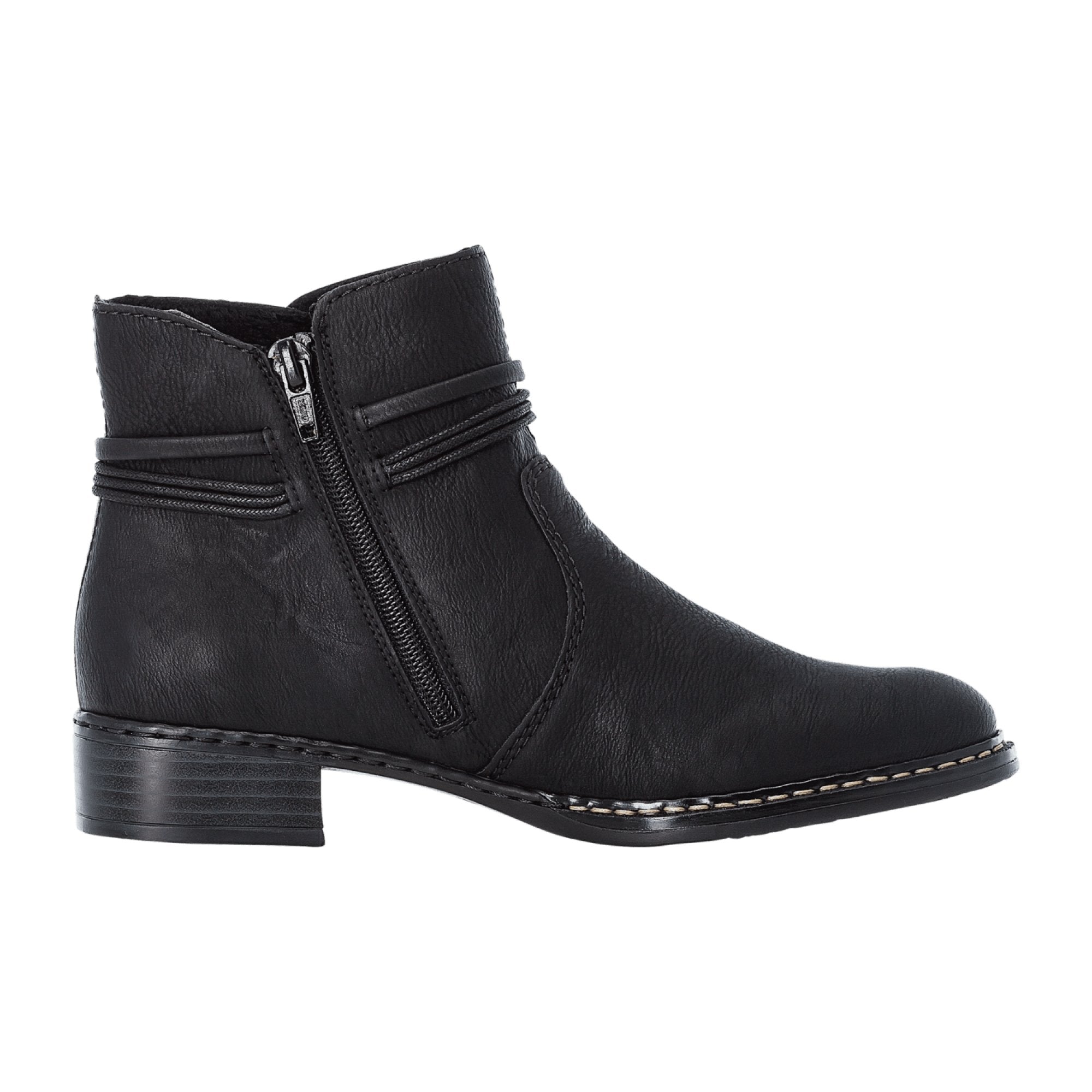 Rieker Women's Black Ankle Boots with Zipper and Warm Lining for Fall/Winter