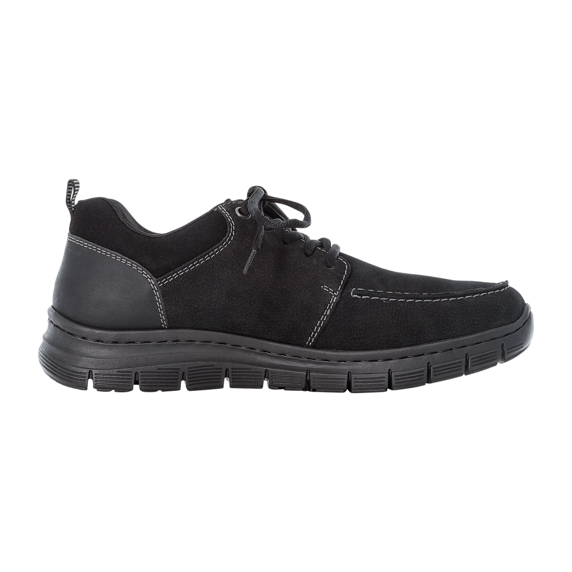 Rieker Comfortable Men's Black Lace-Up Shoes Leather Wide Fit Removable Insole