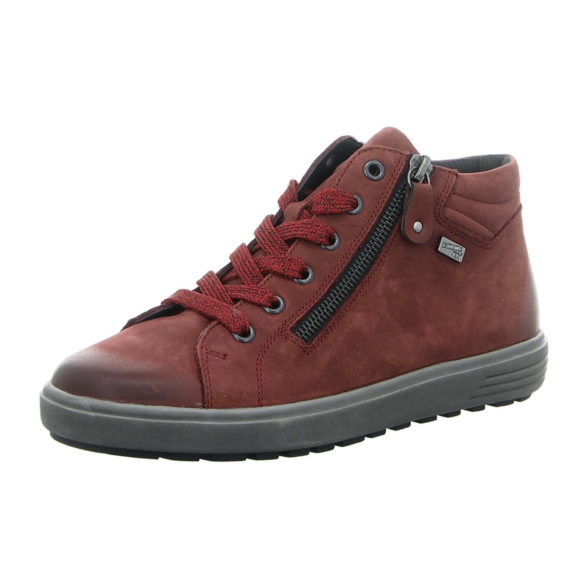 Remonte Women's Red Lace-Up Ankle Boots with Soft Foam Footbed and Warm Lining