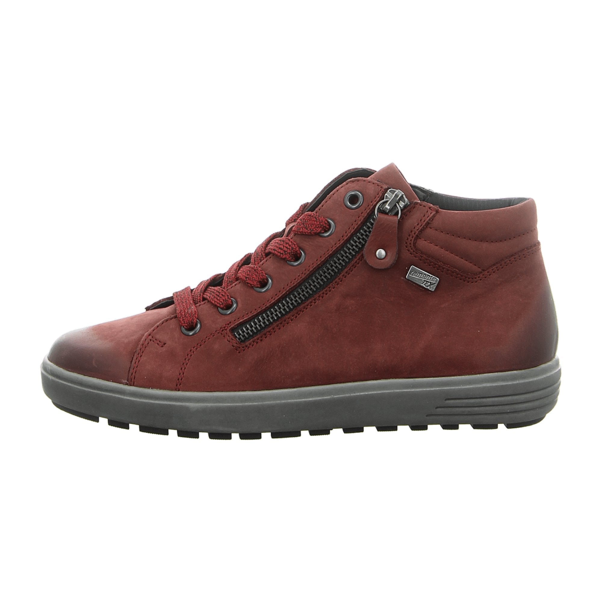 Remonte Women's Red Lace-Up Ankle Boots with Soft Foam Footbed and Warm Lining