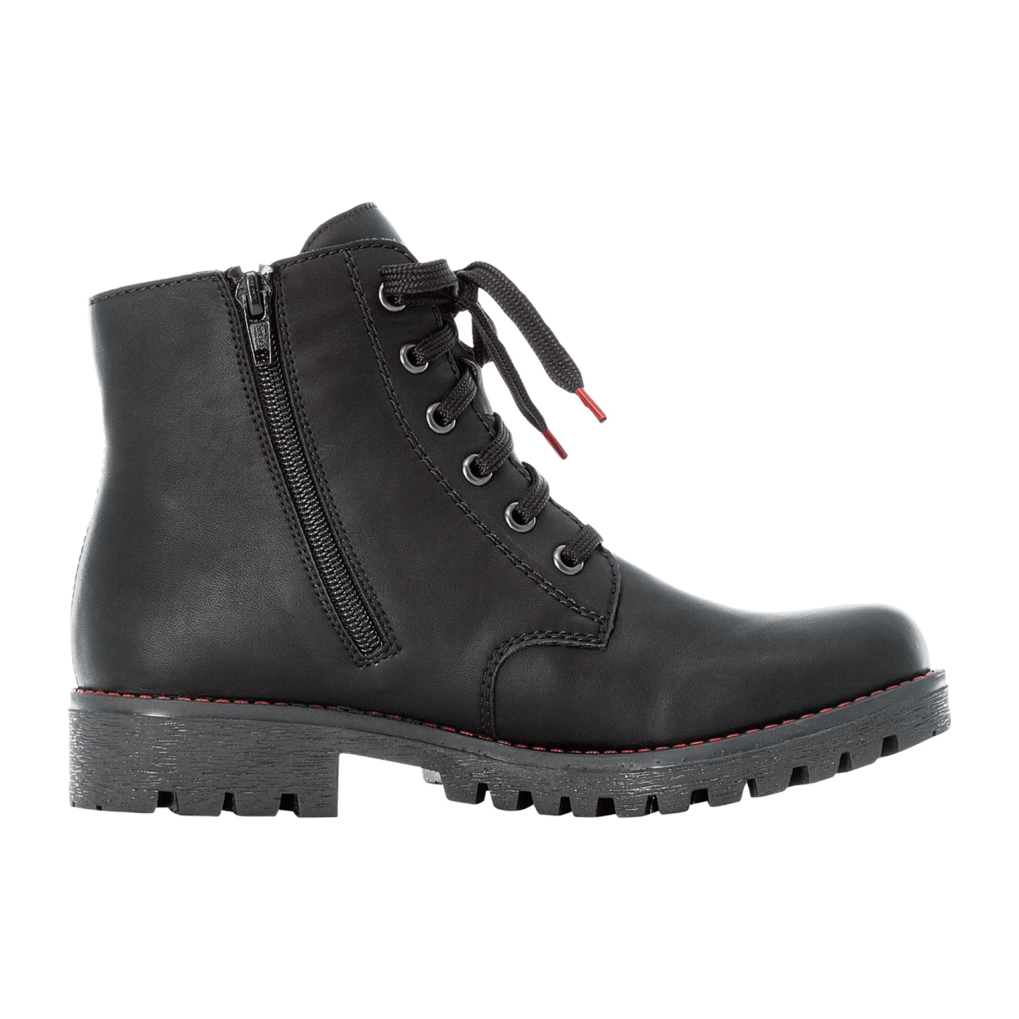 Rieker Women's Warm Lined Black Lace-Up Ankle Boots for Fall/Winter