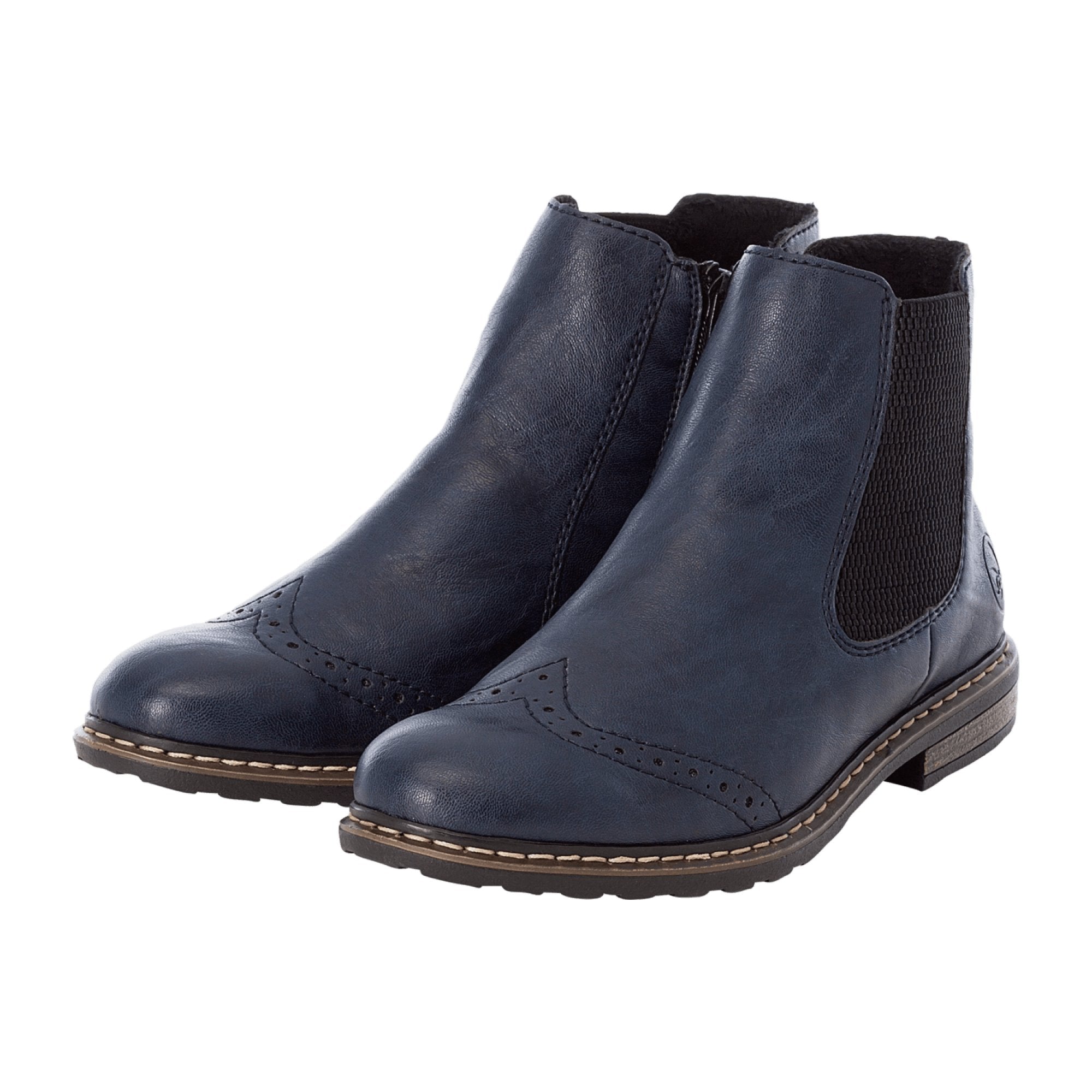 Rieker Women's Blue Chelsea Boots with Warm Lining and Side Zipper