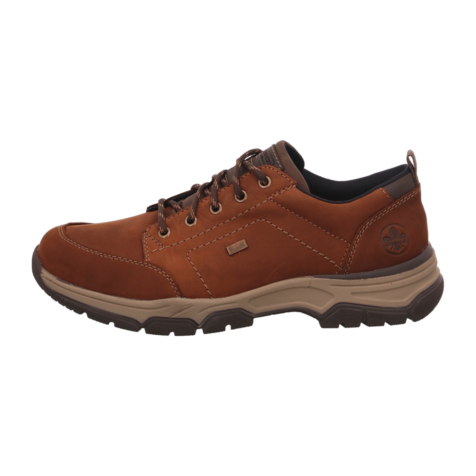 Rieker Brown Leather Lace-Up Shoes with Removable Insoles and Wide Fit