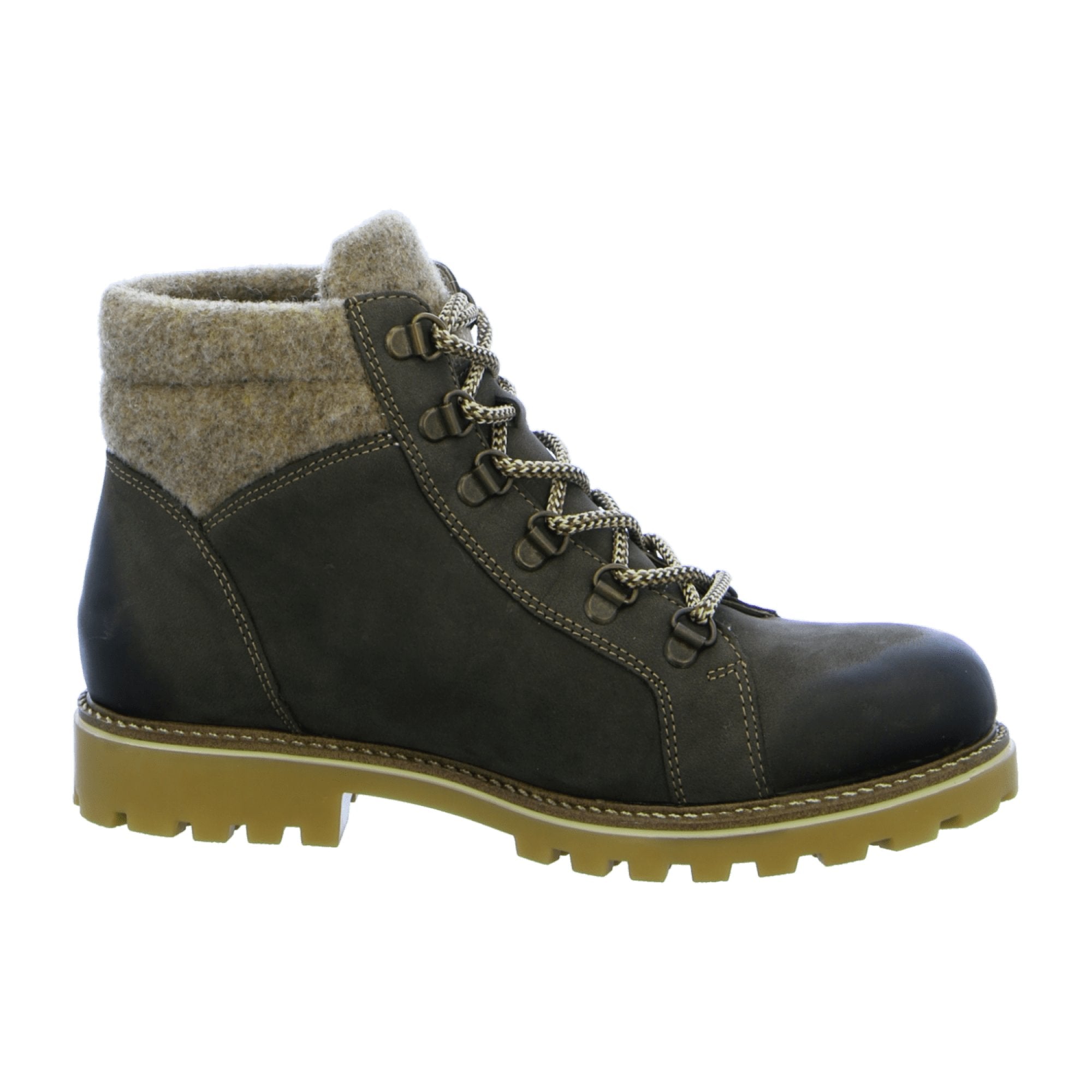 Remonte Women's Warm Lined Winter Boots Gray Leather with Wool Felt Trim - Bartel-Shop