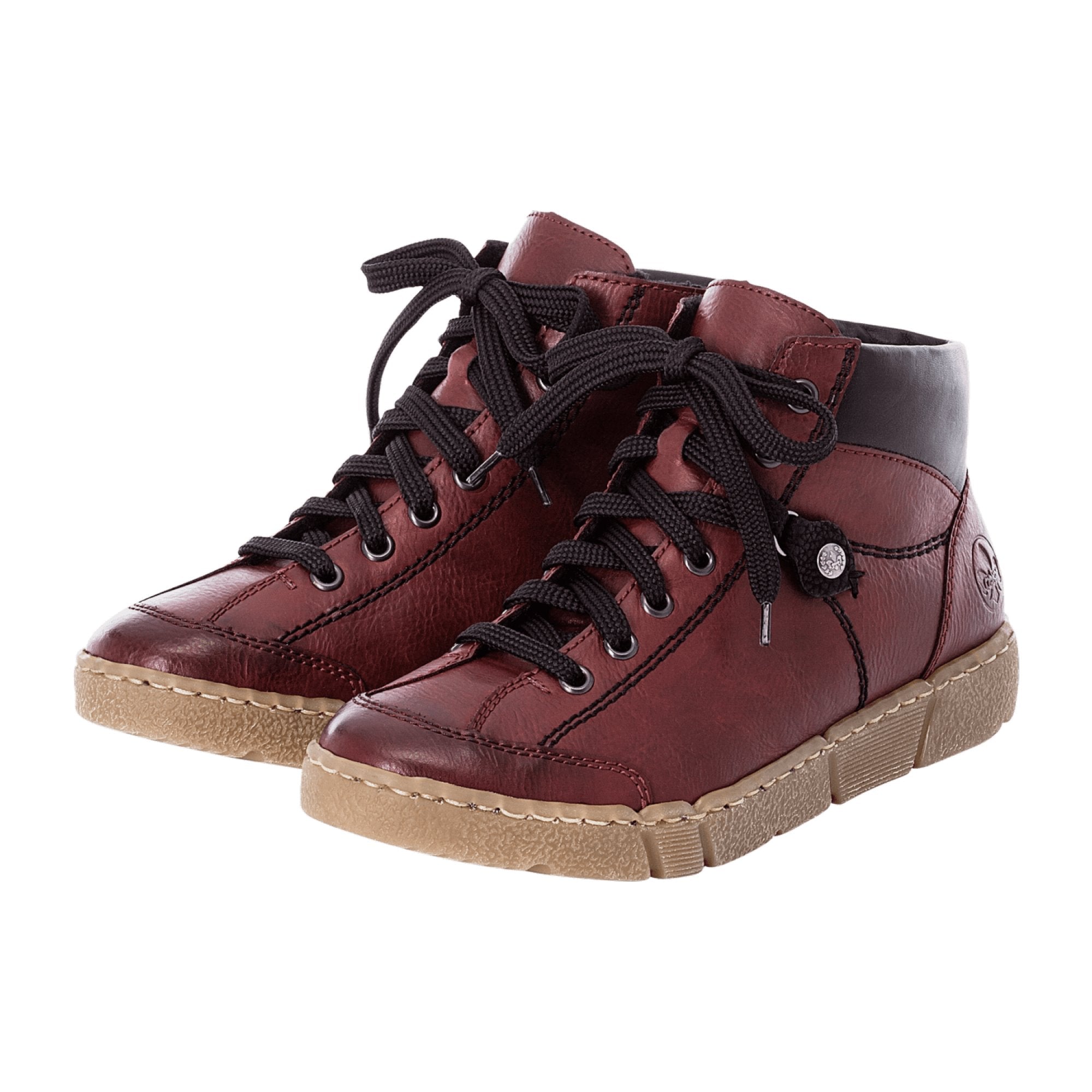 Rieker Comfortable Red Lace-Up Shoes for Women Model N1731-36