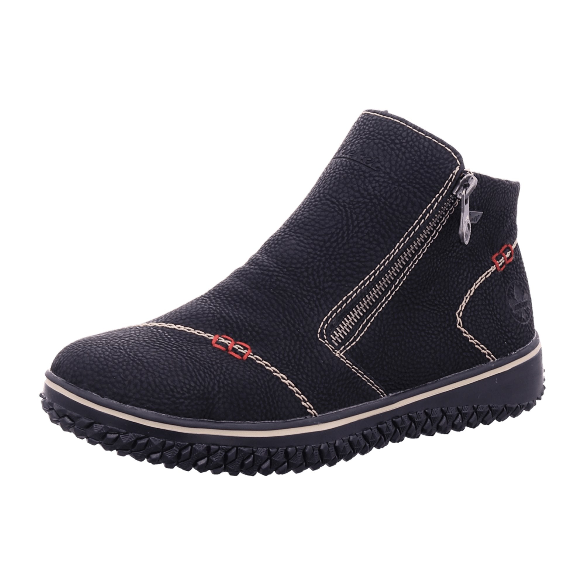 Rieker Women's Ankle Boots with Warm Lining and Zipper in Black for Winter Comfort