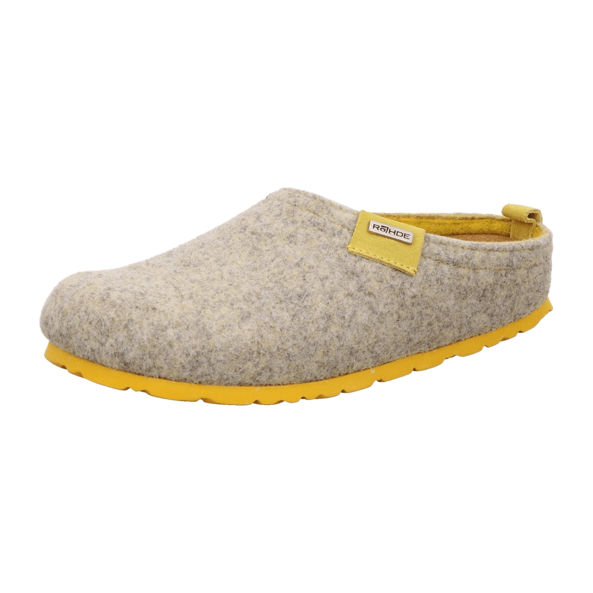 Rohde Ladies Slip-On Yellow Felt Slippers with Removable Insole